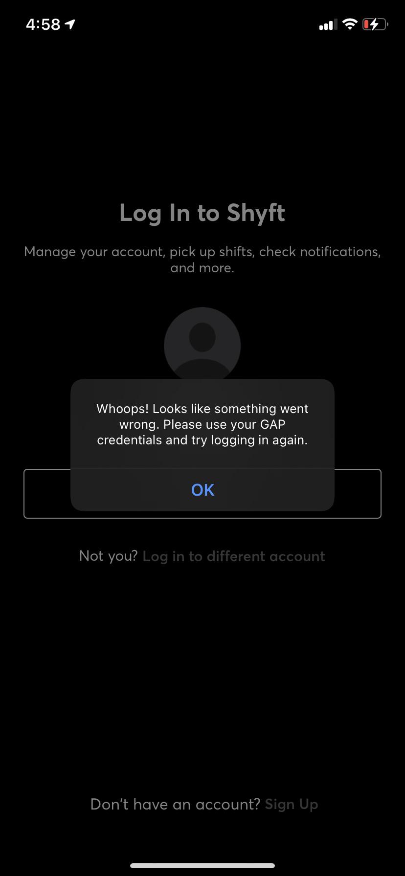 Shyft app won’t let me log in r/Oldnavy