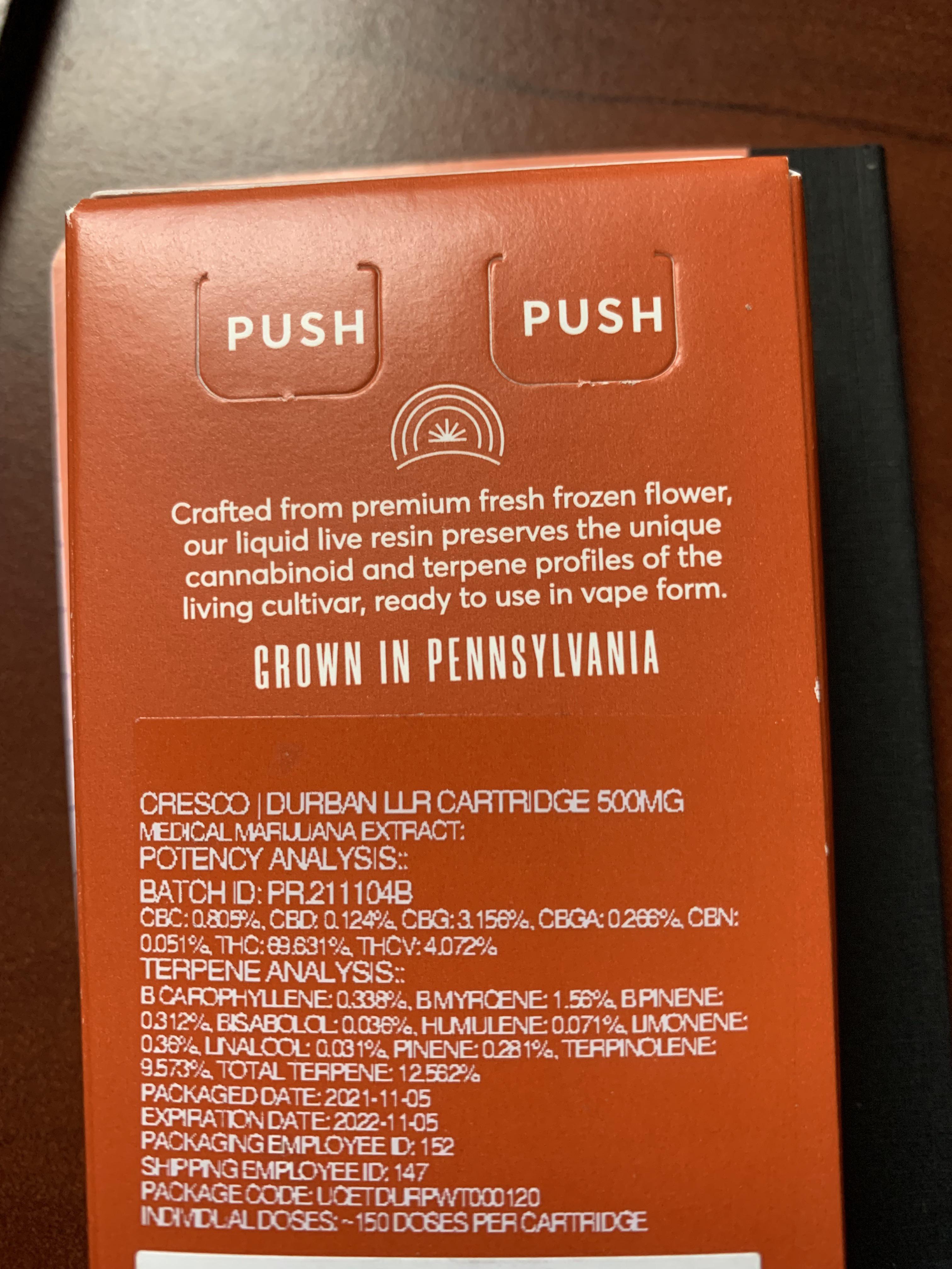 Cresco Durban LLR cart r/PaMedicalMarijuana