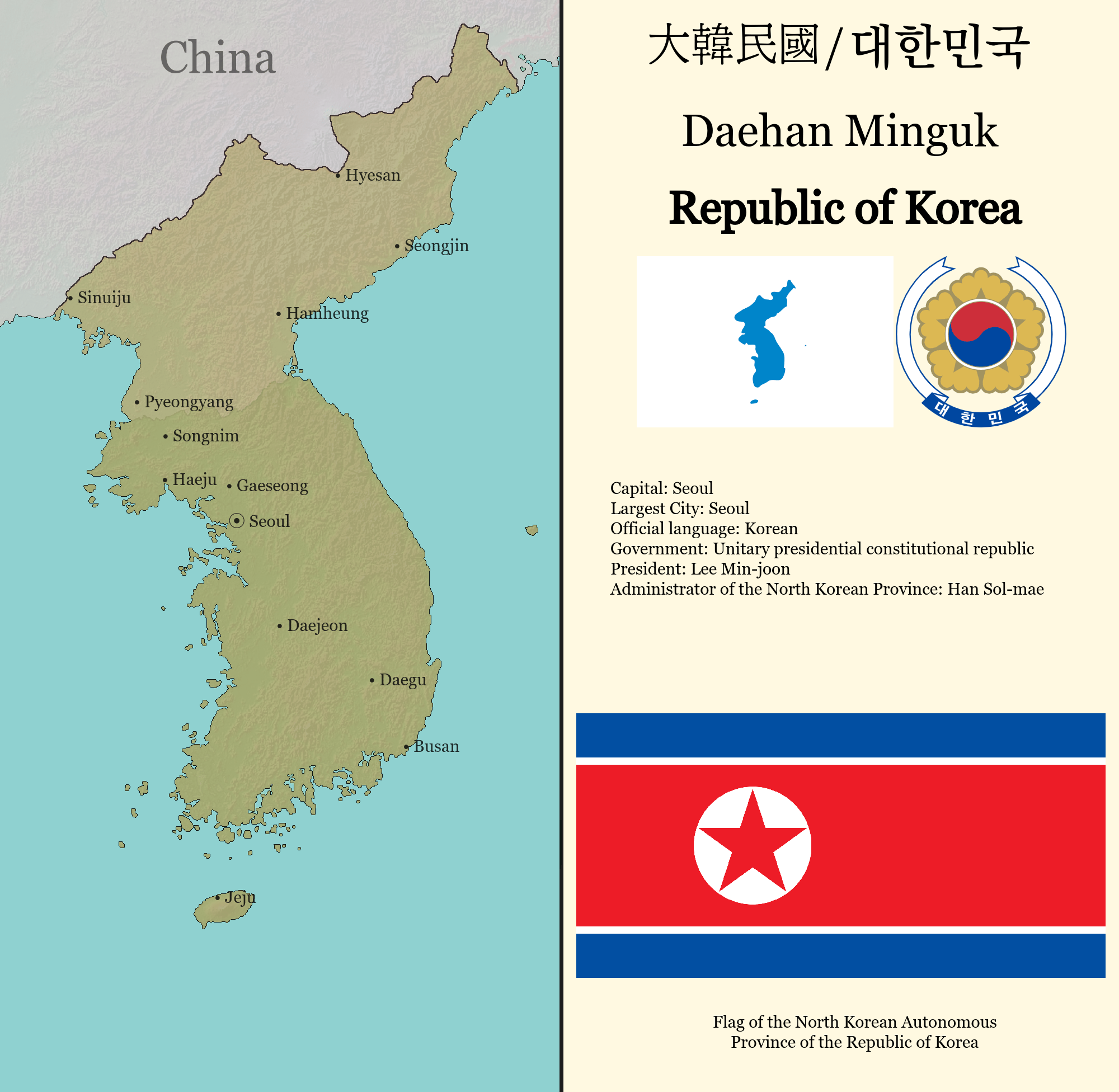 A scenario for Korean reunification I made r/korea