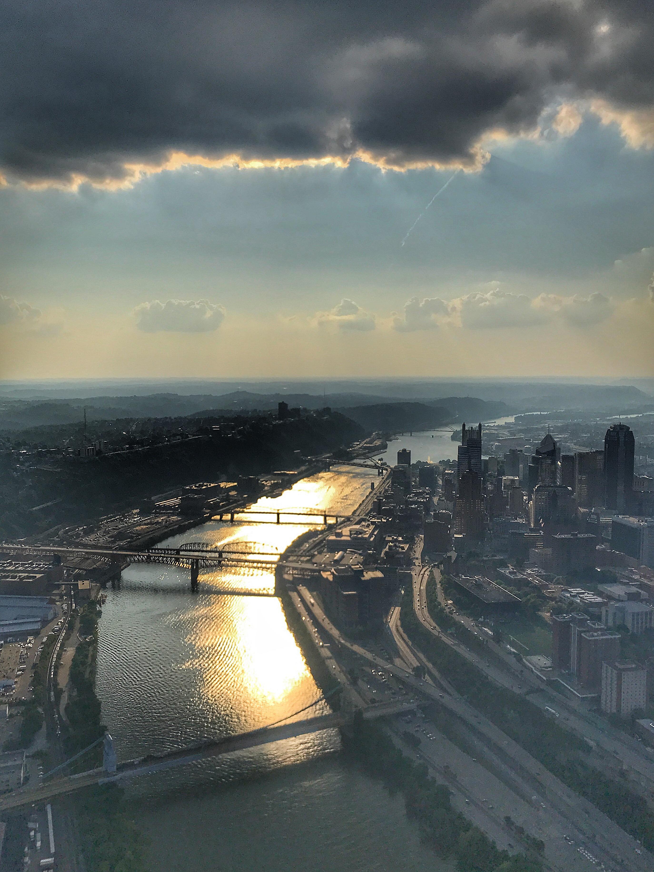Sun reflecting off the Monongahela River. r/pittsburgh