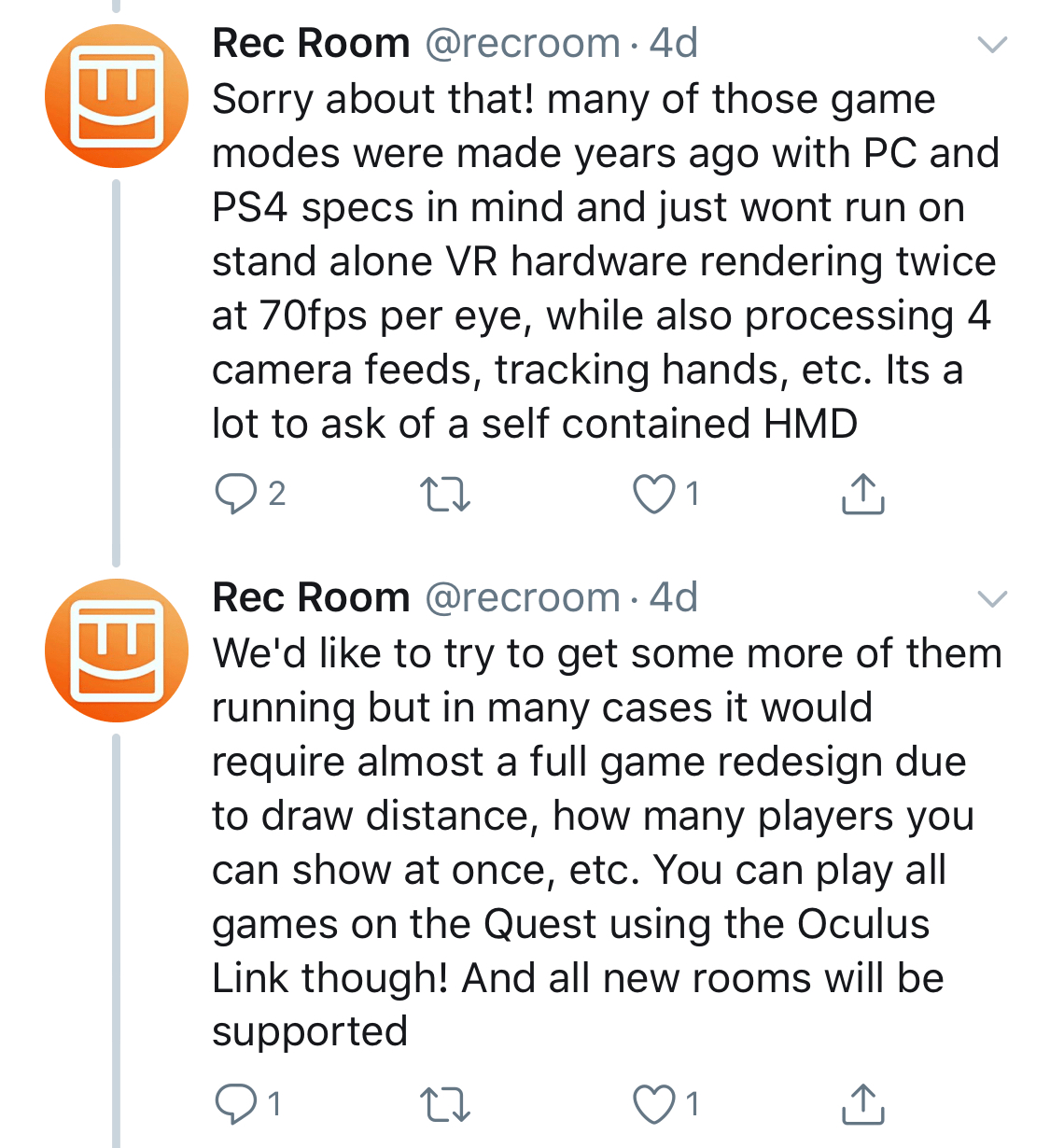 Rec Room’s Response to Adding More Activities on the Oculus Quest. r
