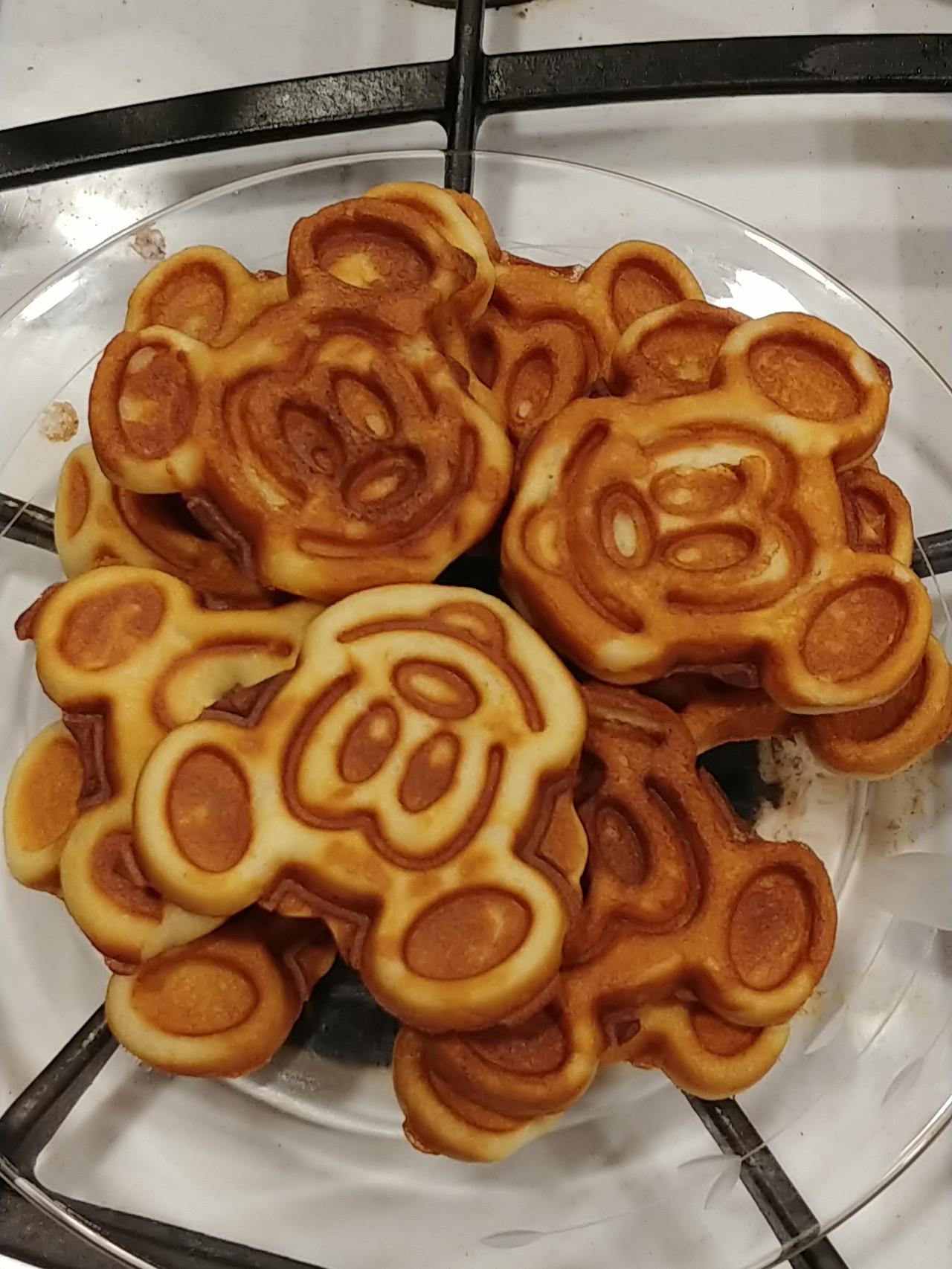 Made Mickey waffles with our new waffle maker to help us eat our