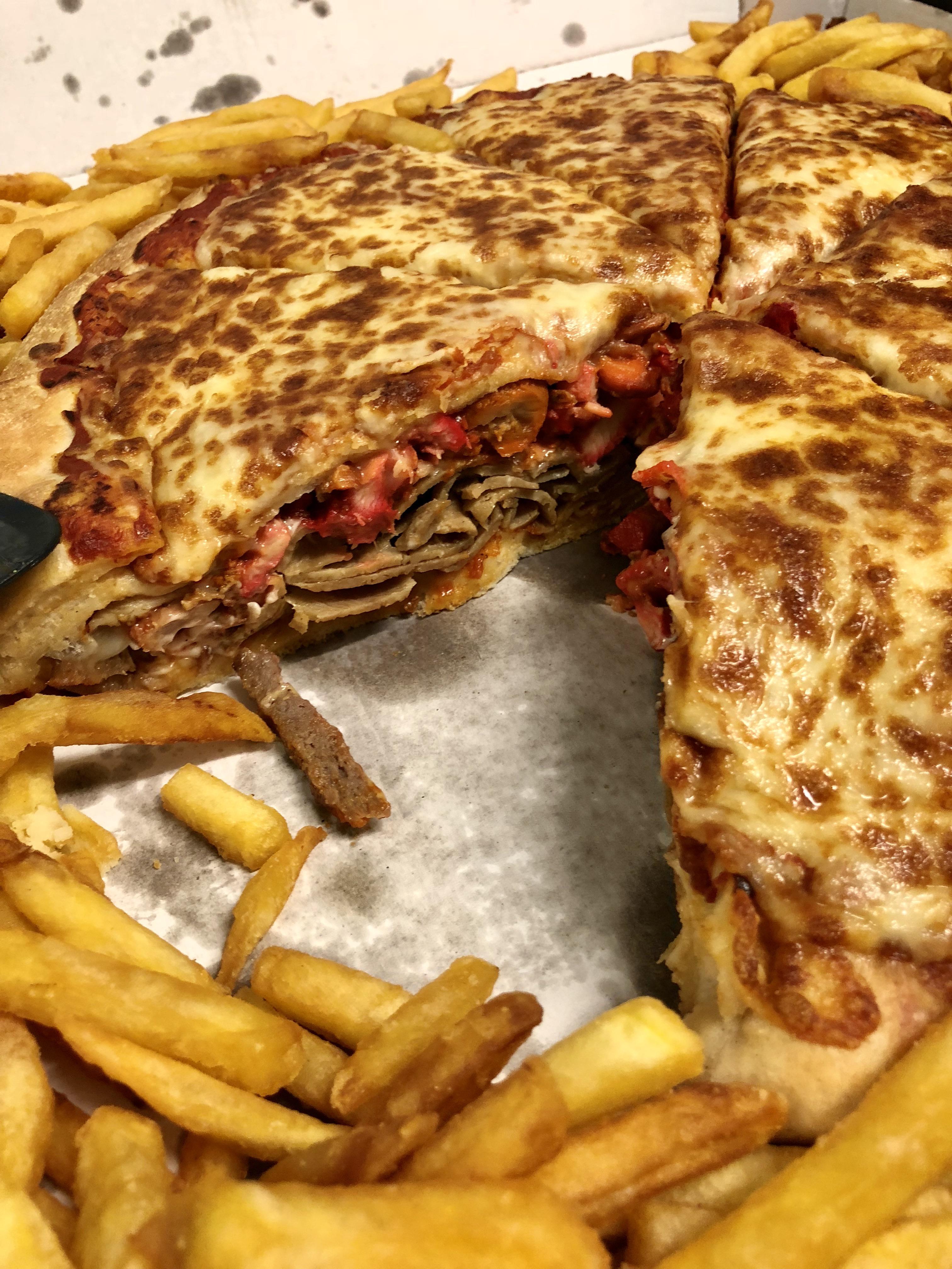 Kebab Pizza Burger near me, tastes better than it looks! shittyfoodporn