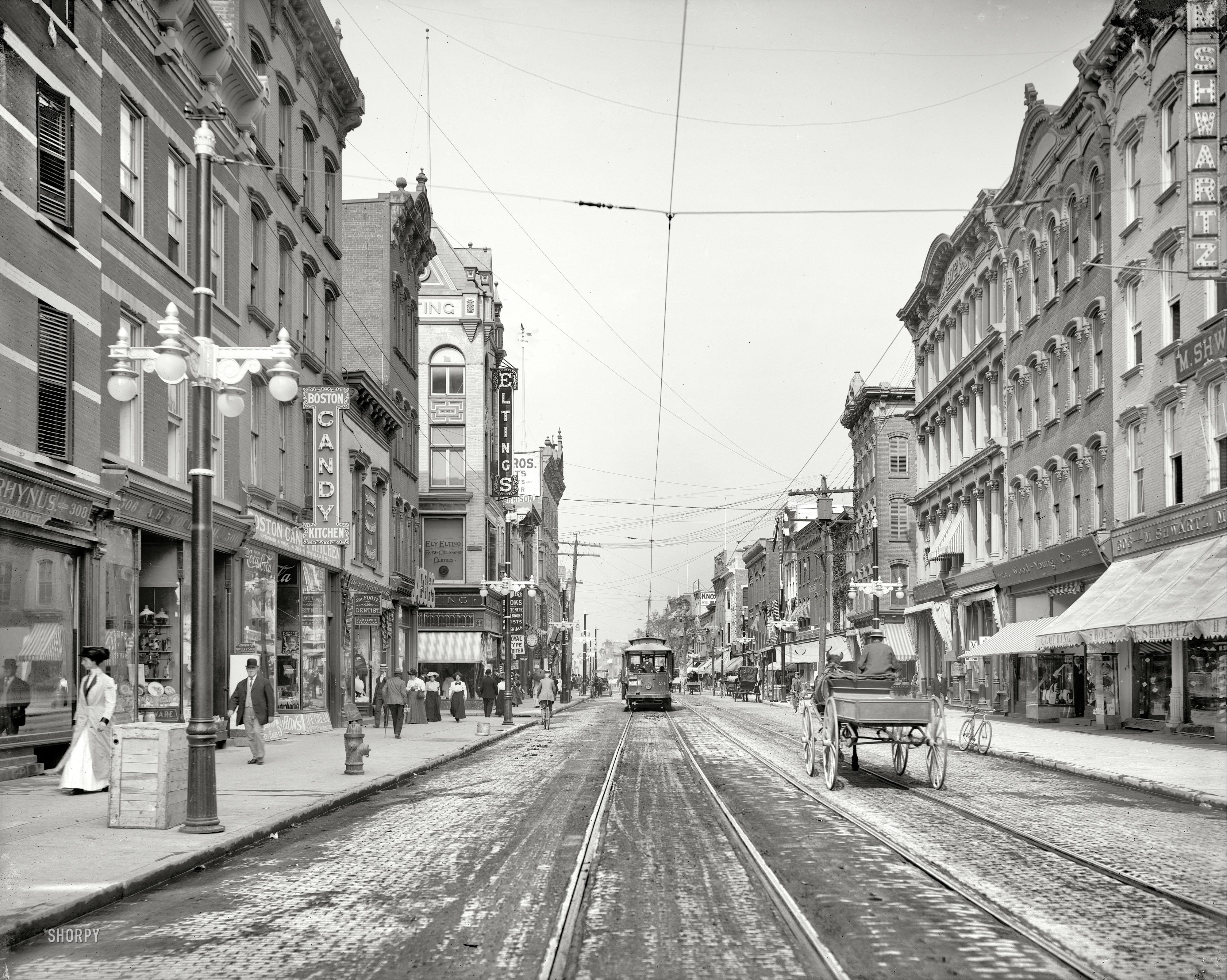 Poughkeepsie, New York, circa 1912. Main Street looking toward Liberty