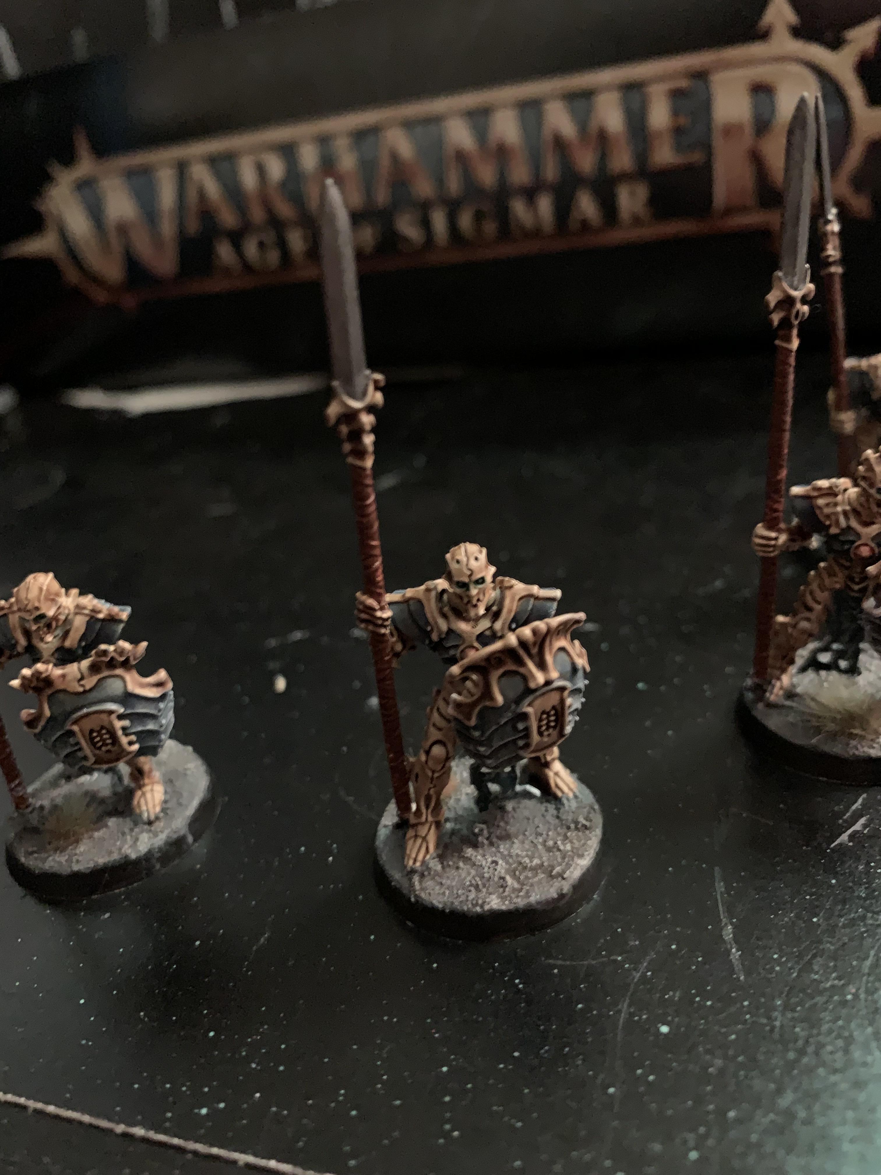 First four Mortek Guards done. 56 left to go. C&C r/ageofsigmar