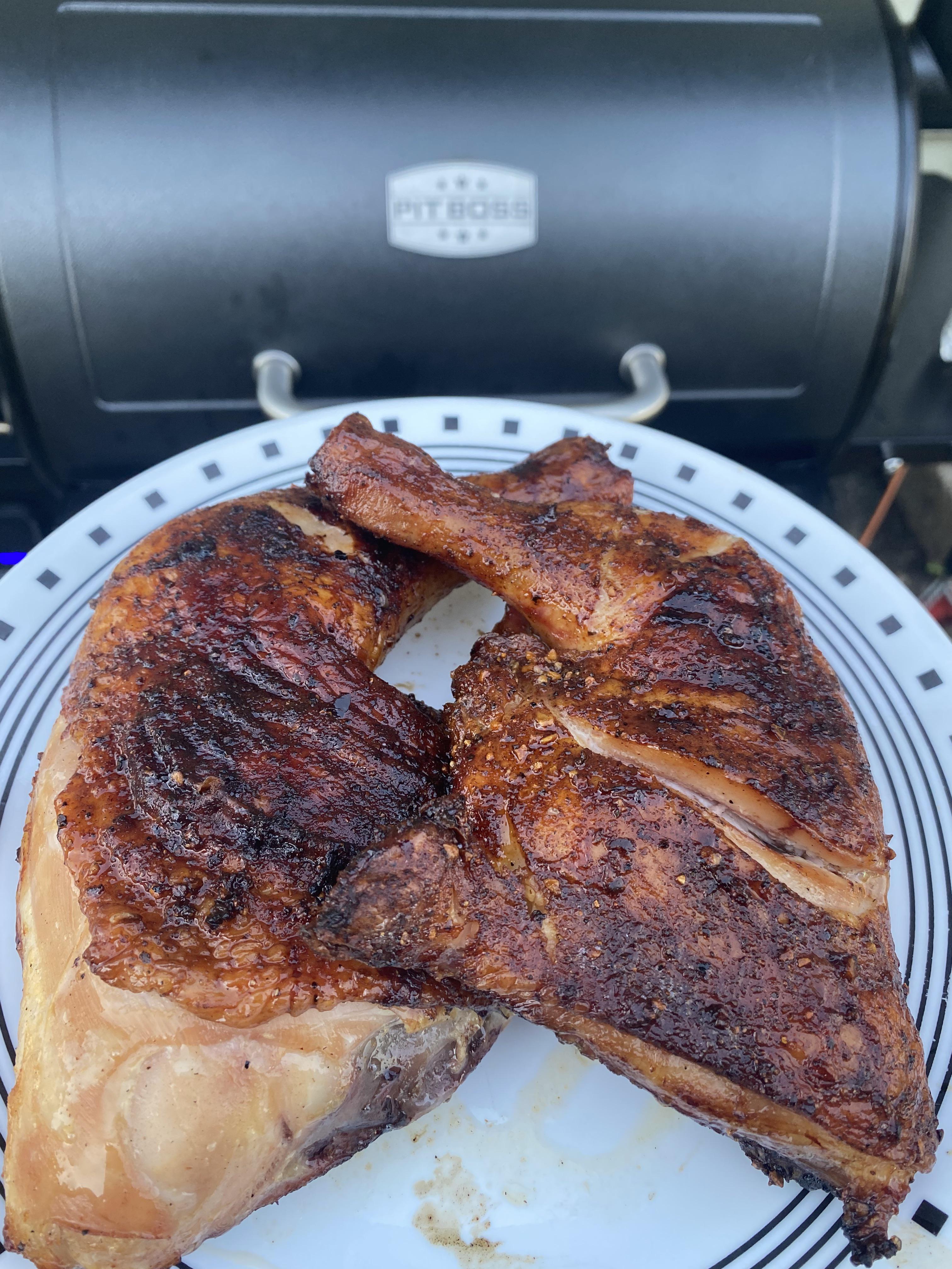 Some chicken leg quarters on the Pit Boss r/BBQ