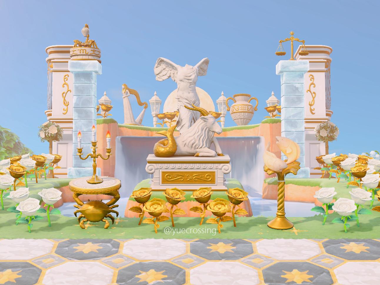 Finished my Winged Goddess Fountain! I love all the white and gold items in NH so much! r