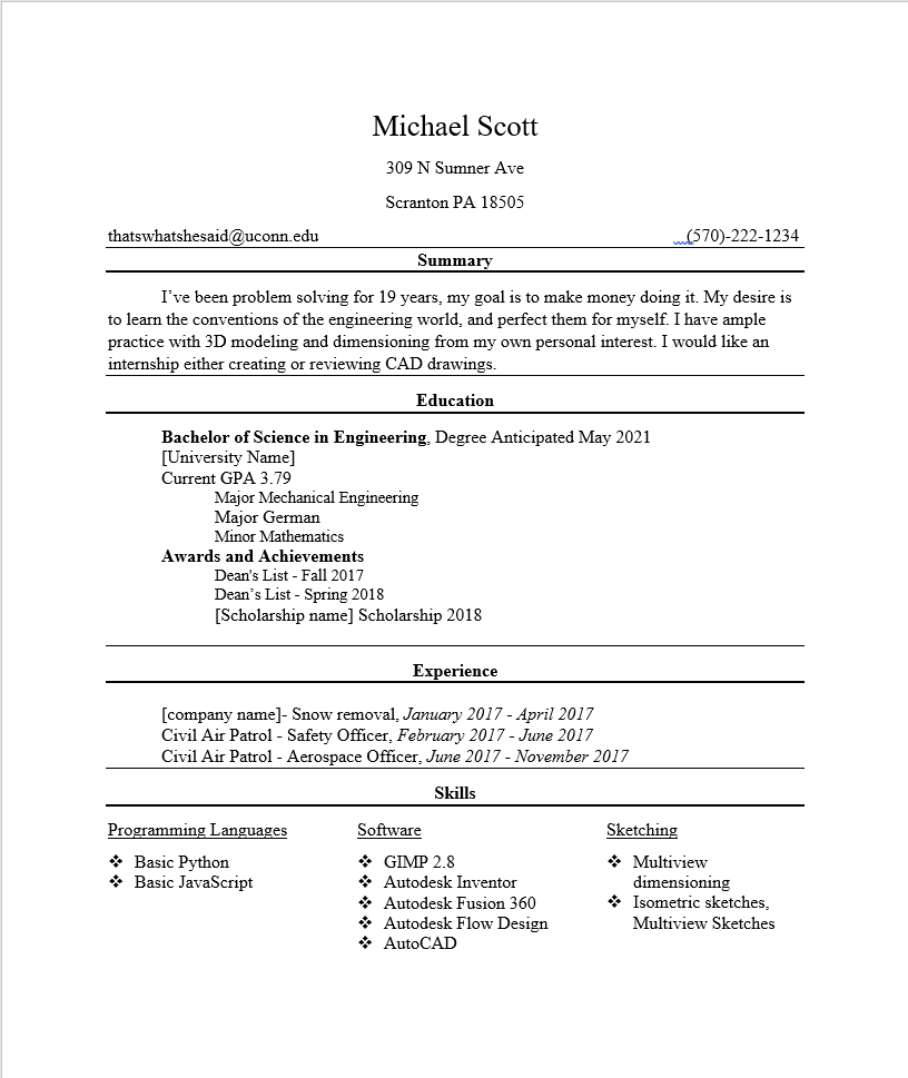 Resumes For Internship Positions Mryn Ism