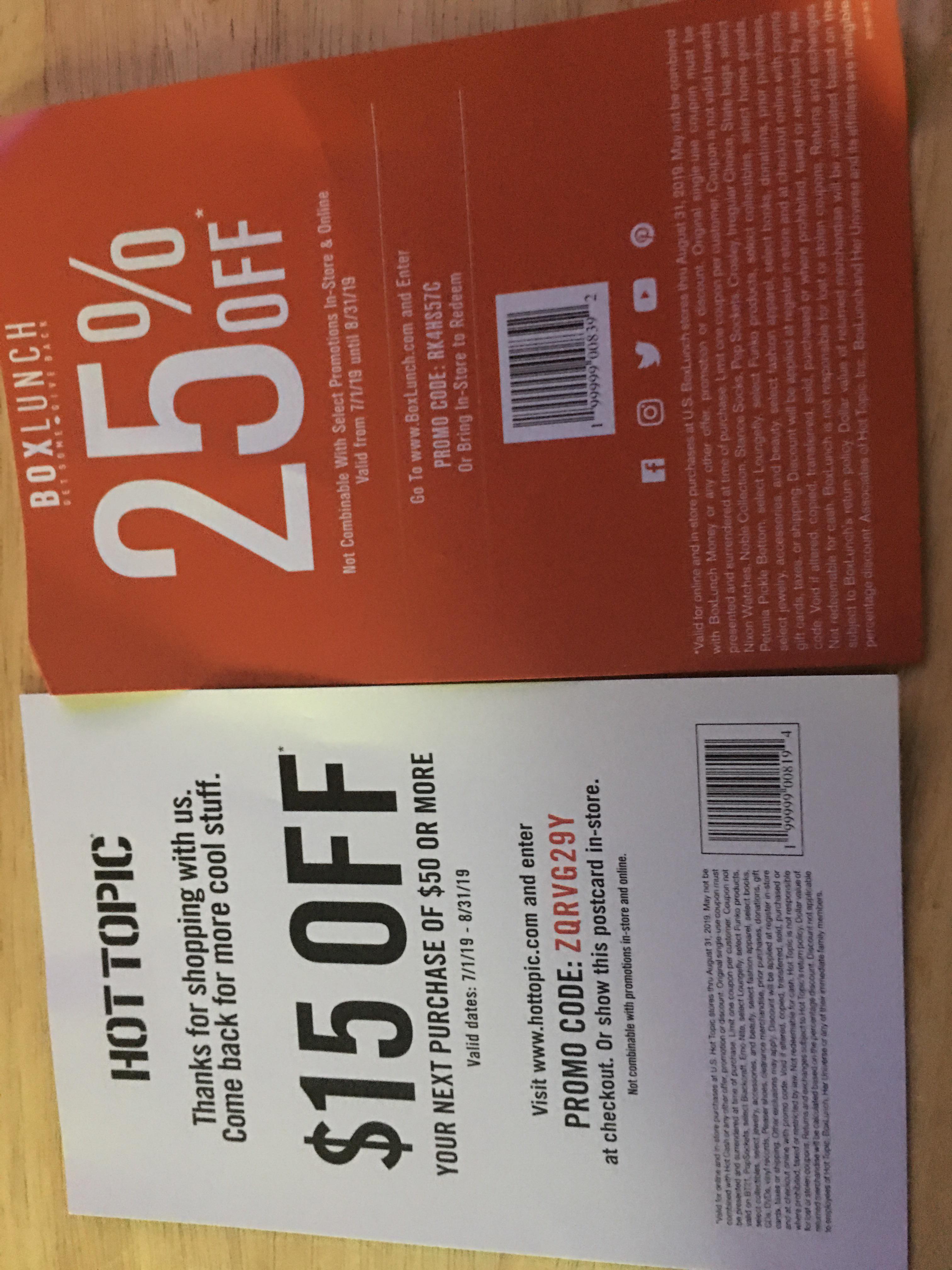 Hot Topic and BoxLunch Promo Codes!!!!! funkopop