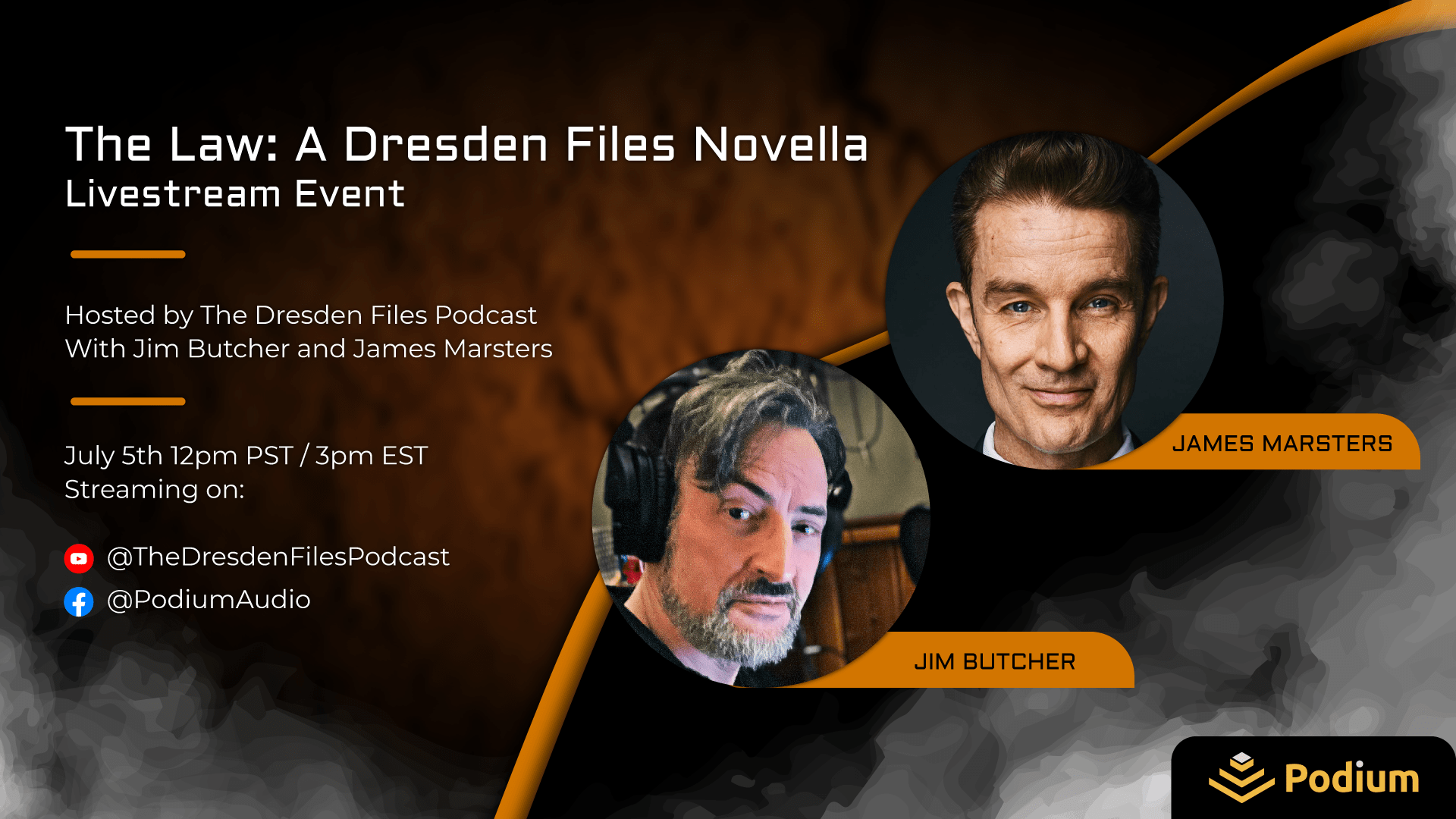 Jim Butcher and James Marsters are joining the podcast on July 5th for