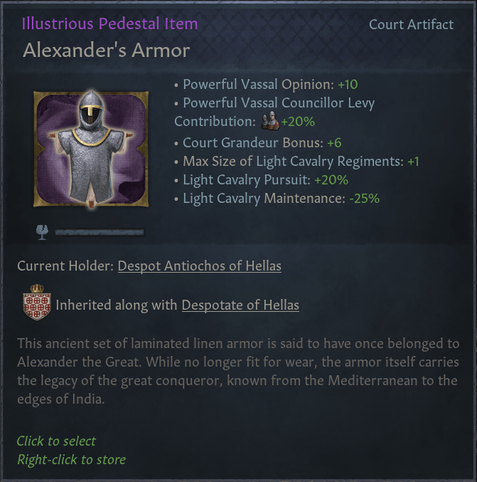 Share your favorite artifacts So far mine is Alexander's Armor r