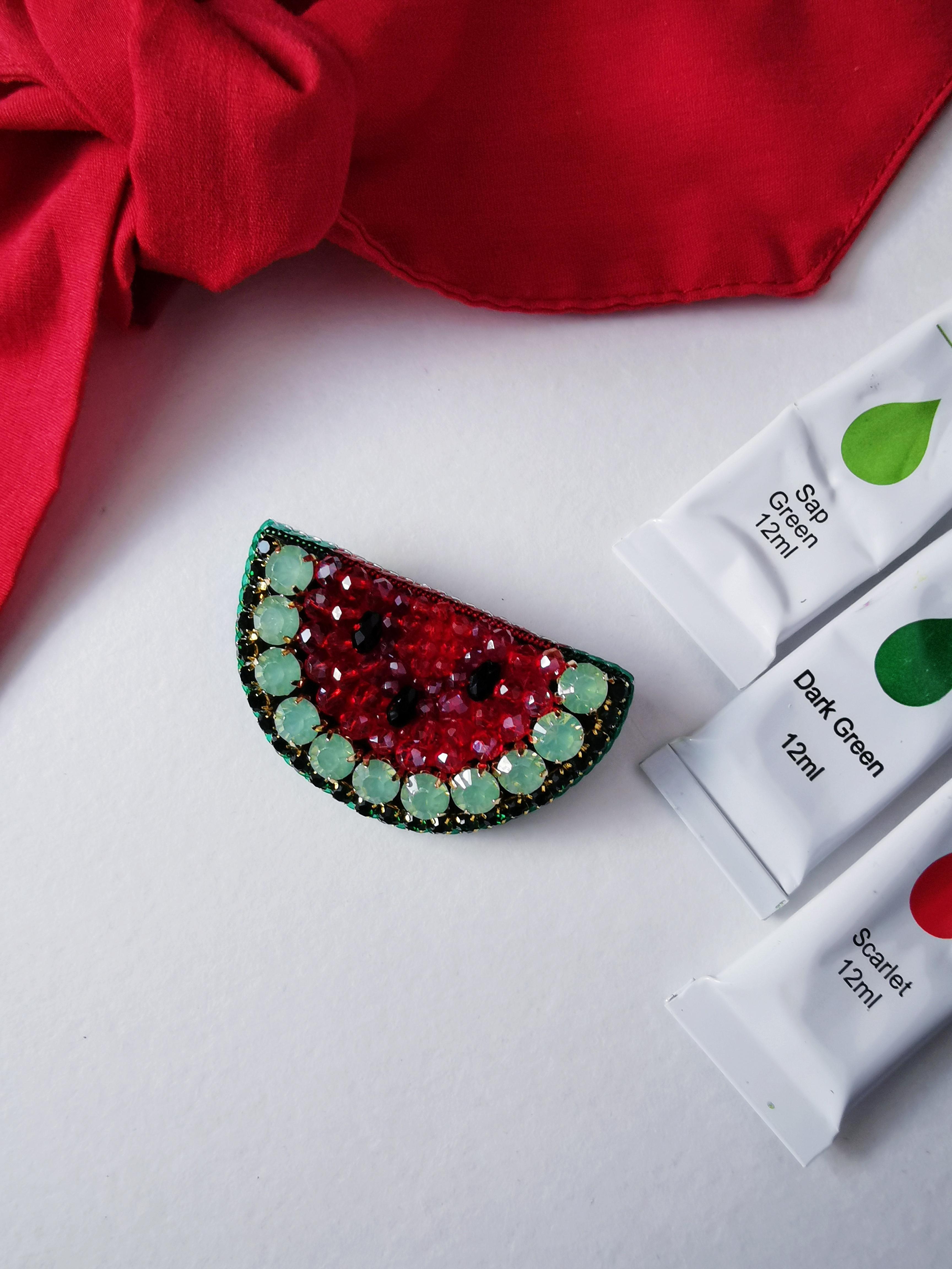 Summer jewelry embroidered watermelon brooch r/femalefashion