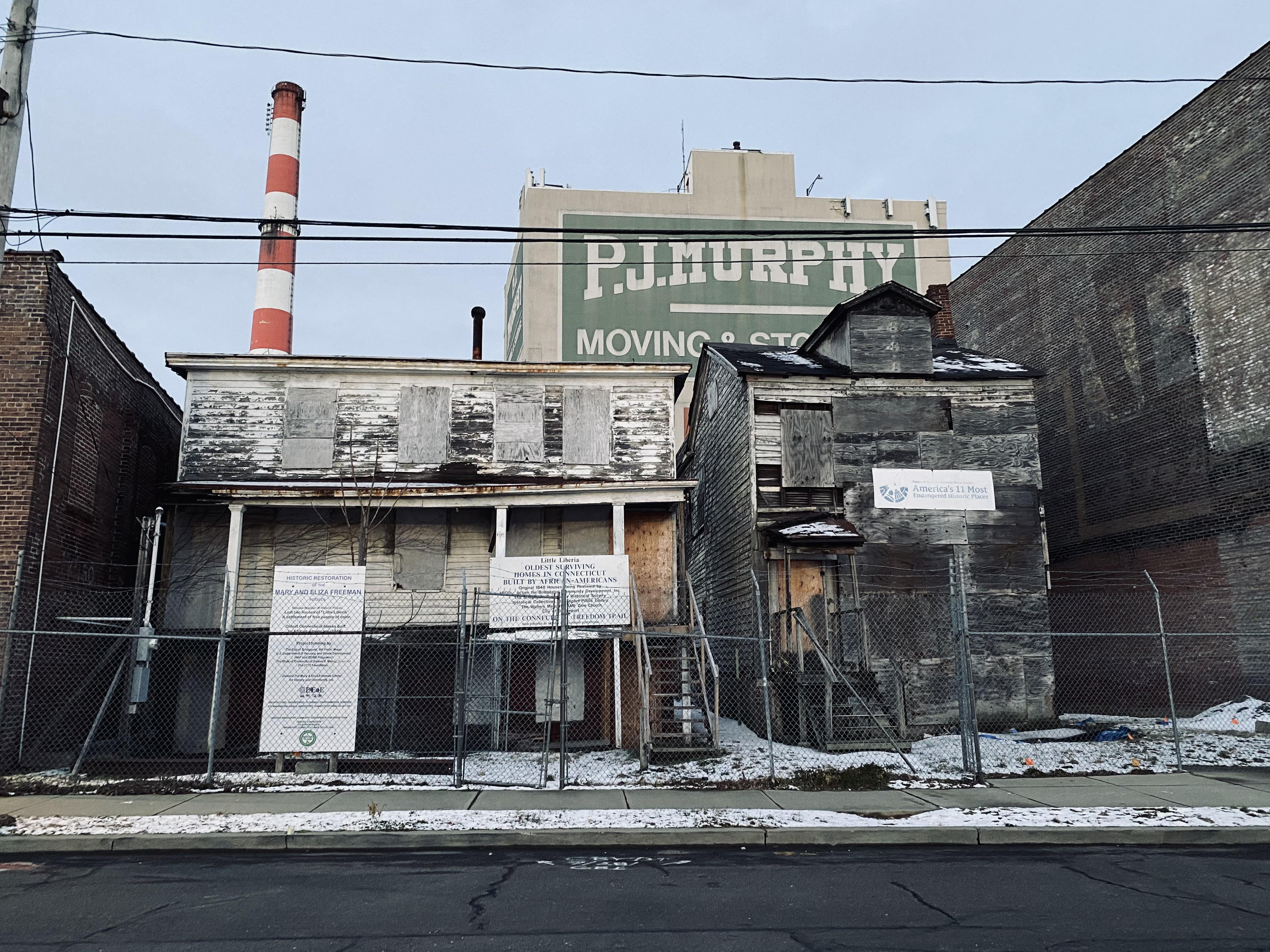 Mary & Eliza Freeman Houses, built in 1848 in Bridgeport, the two