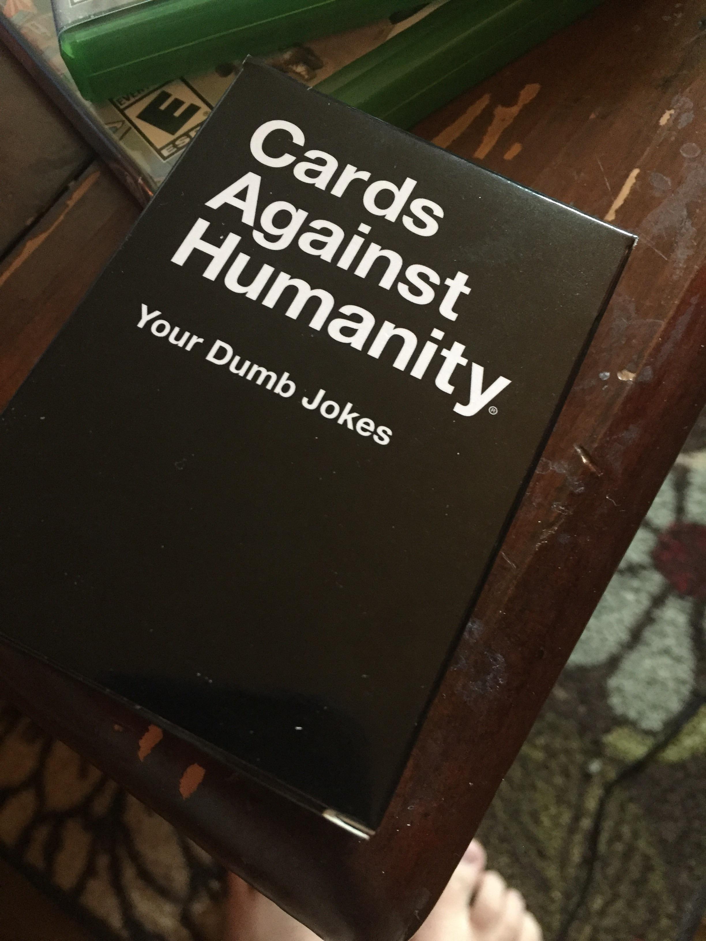My first cards (parents are considering getting Cards Against Profanity