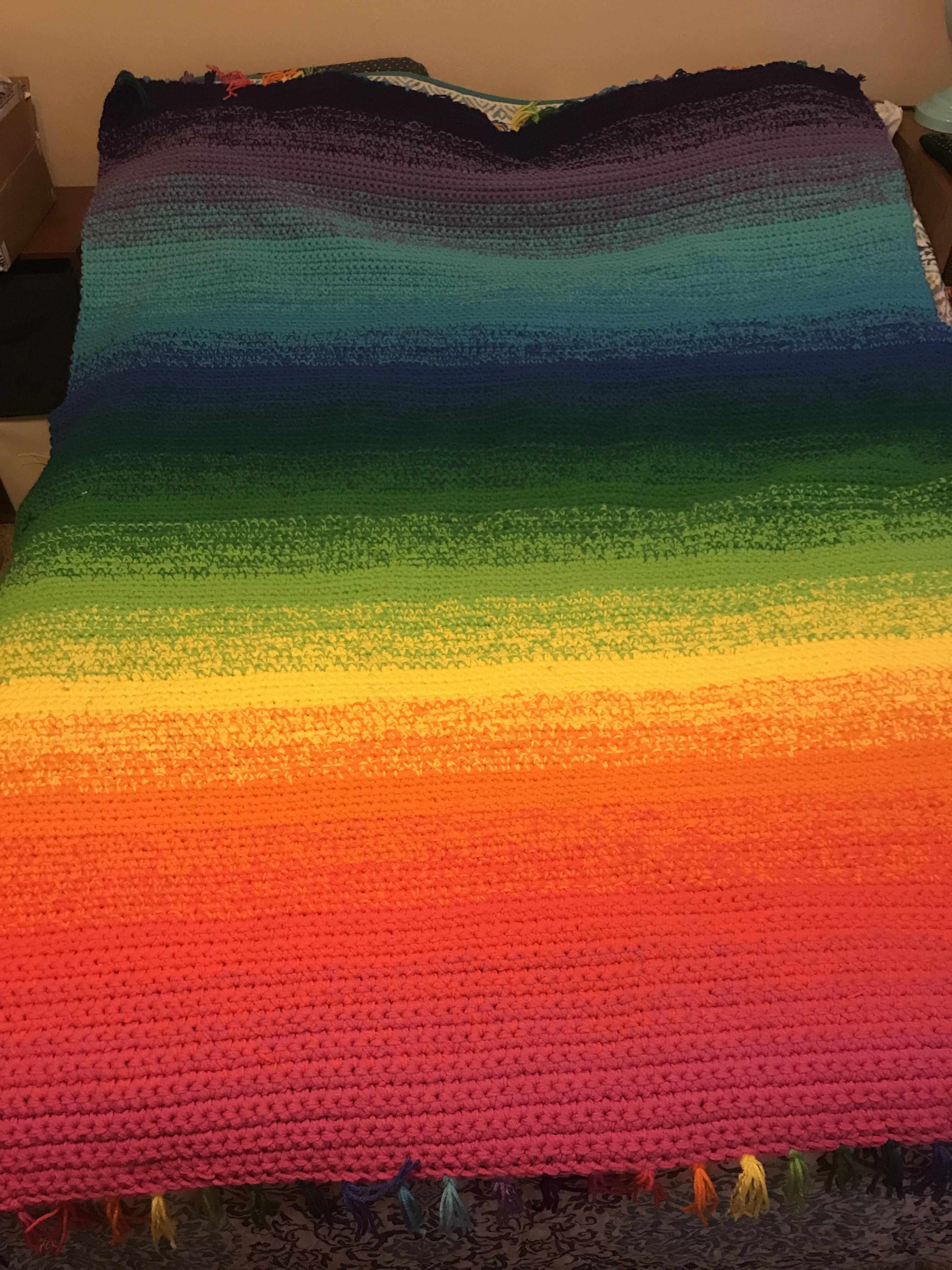 Rainbow blanket for one of my best friends birthday! One of my favorite