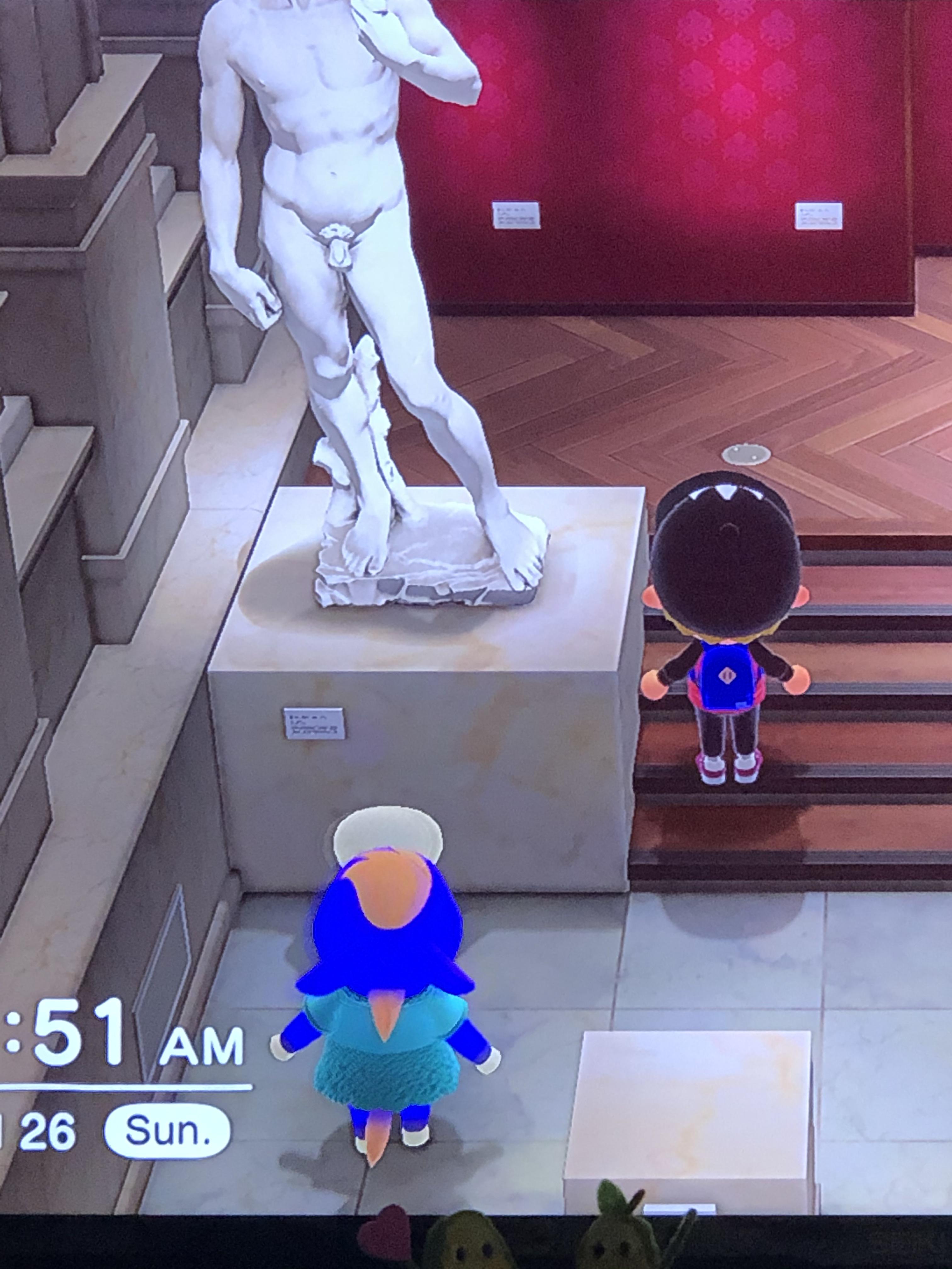 Cleo is seems to enjoy the new statue I donated to the museum.... r/ACNH_RealTime