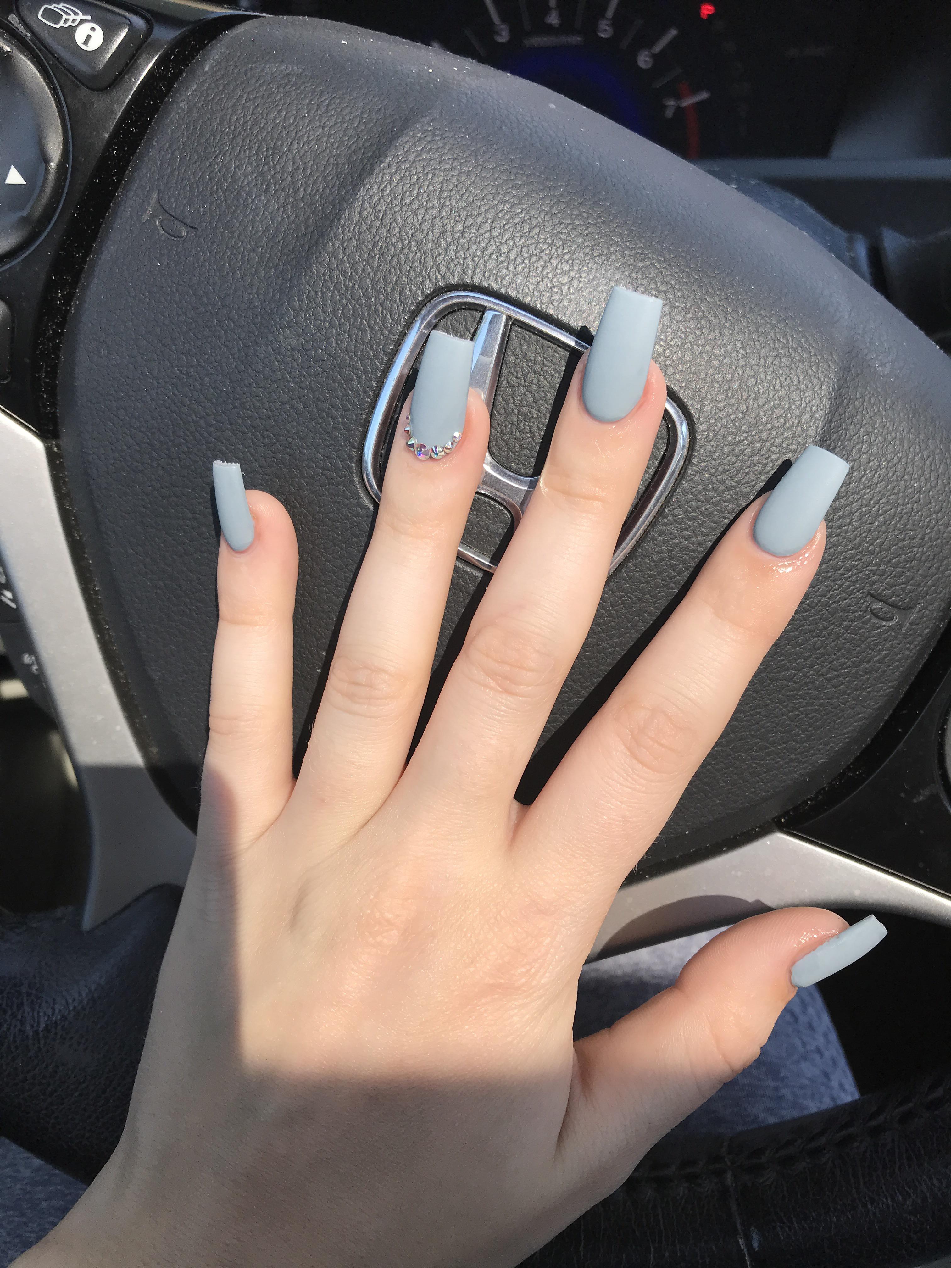 Matte Dusty Blue Nails! r/Nails