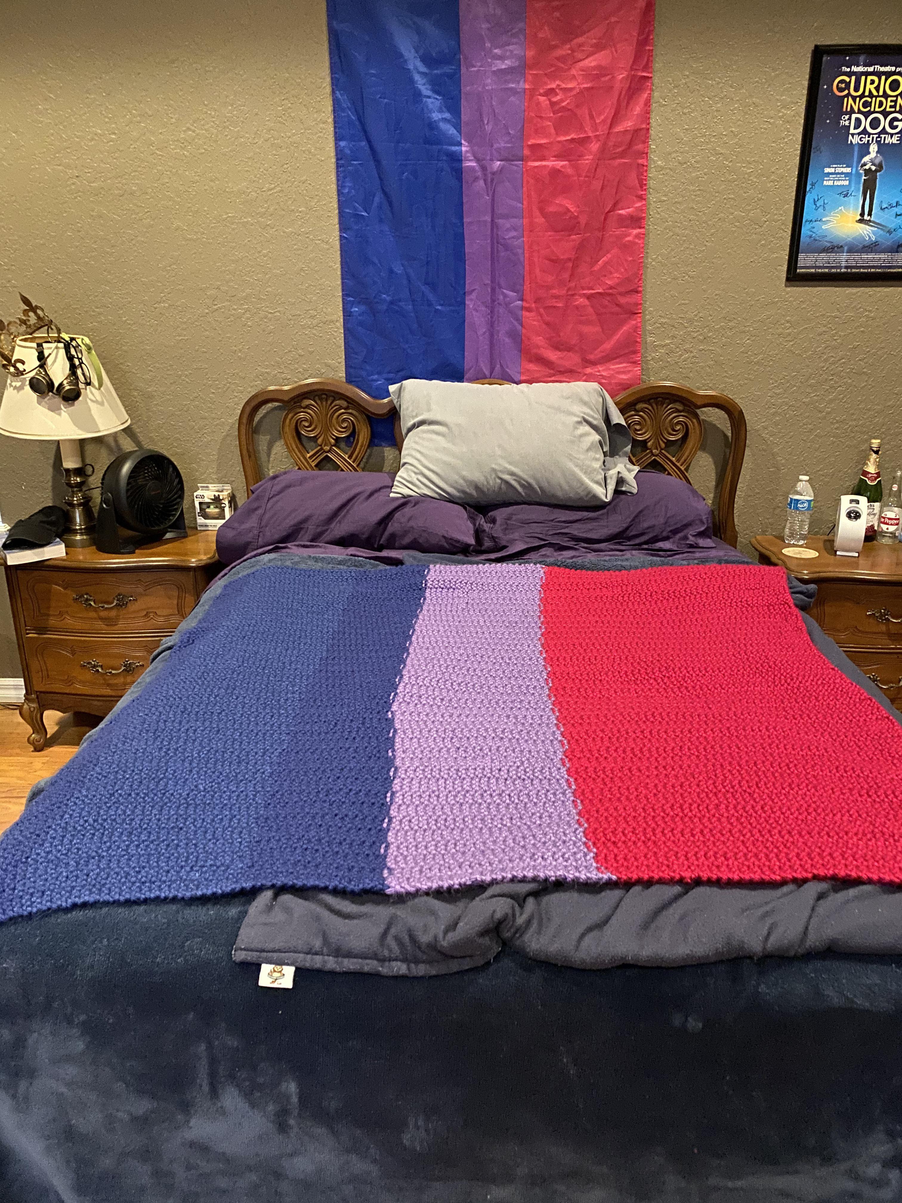 Finally finished a throw for my son. r/knitting