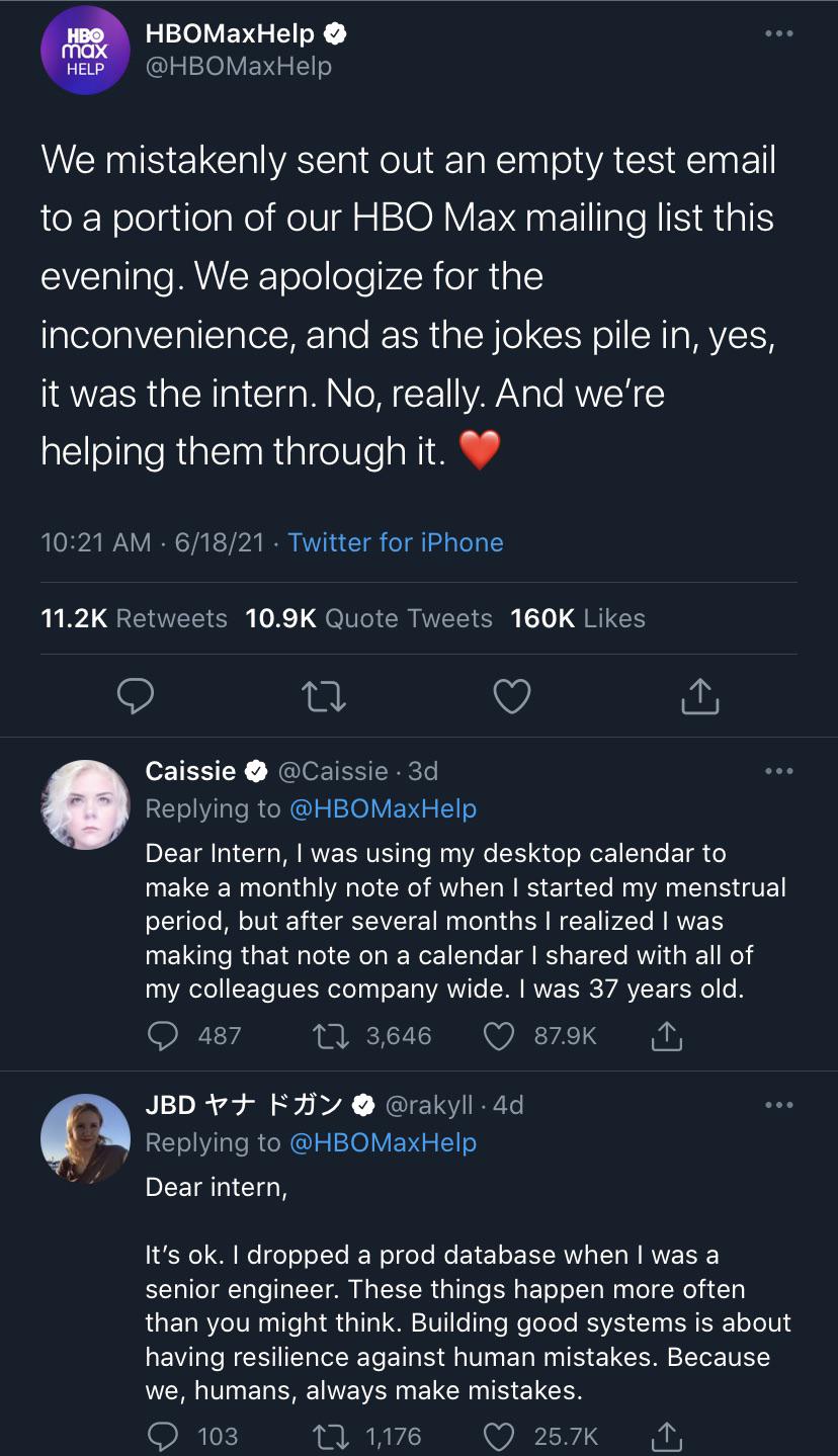 HBO Max apologized in a tweet for an email that was sent out on