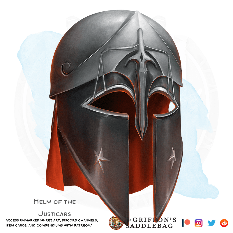 {The Griffon's Saddlebag} Helm of the Justicars Wondrous item r