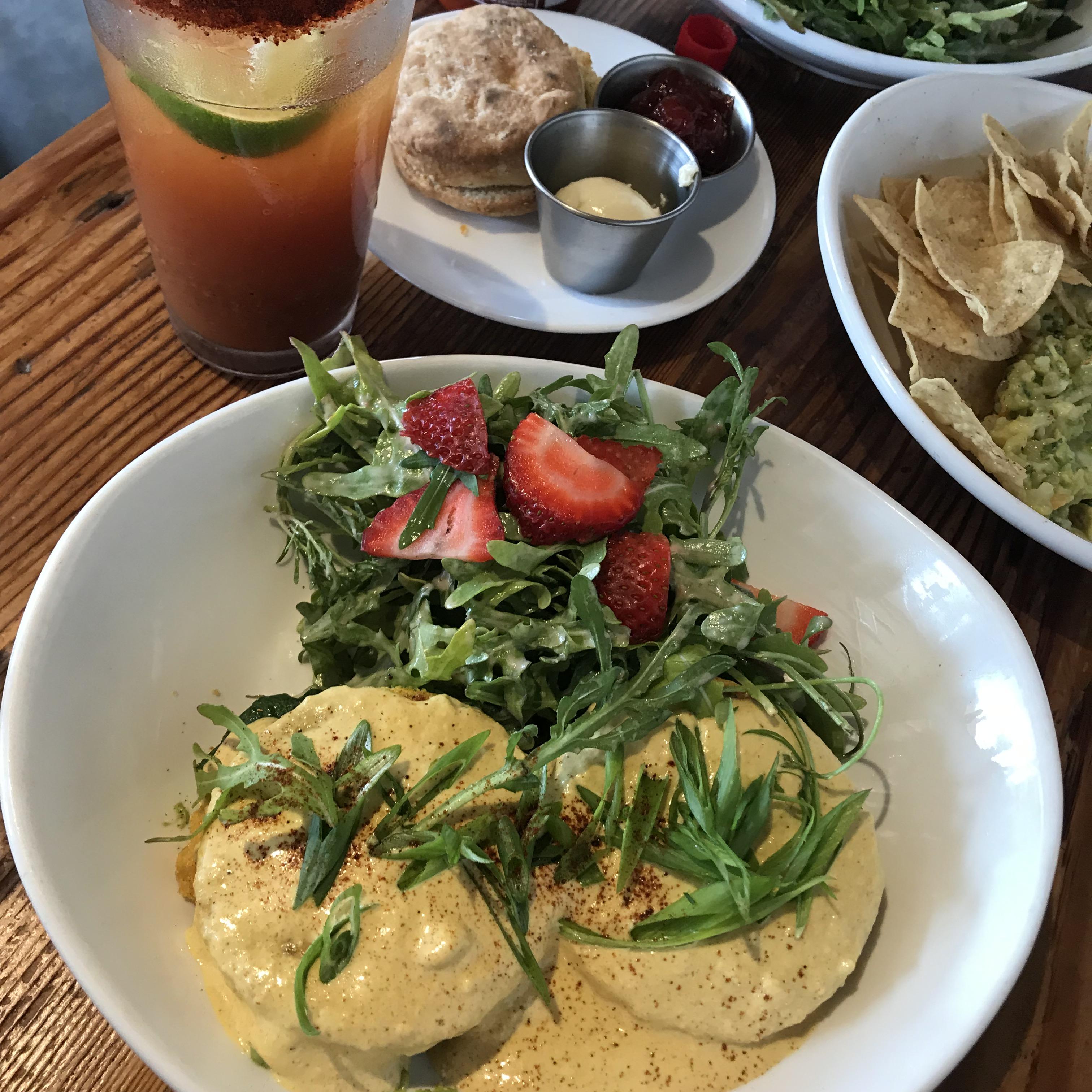 Cruelty free eggs benny (with a michelada on the side) r/vegan