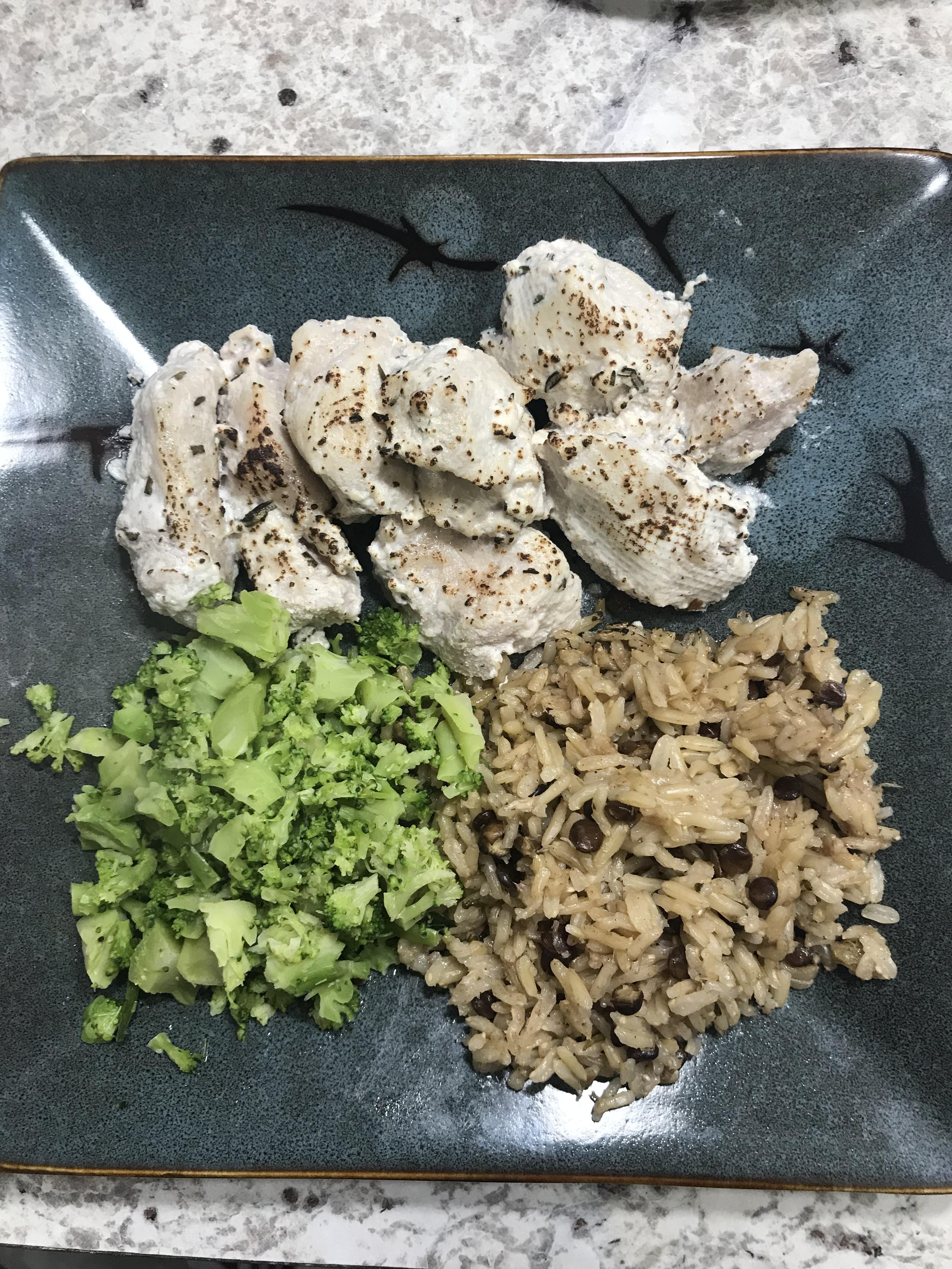 Yogurt marinated pork loin at 135* for 90 minuets. Finished off with