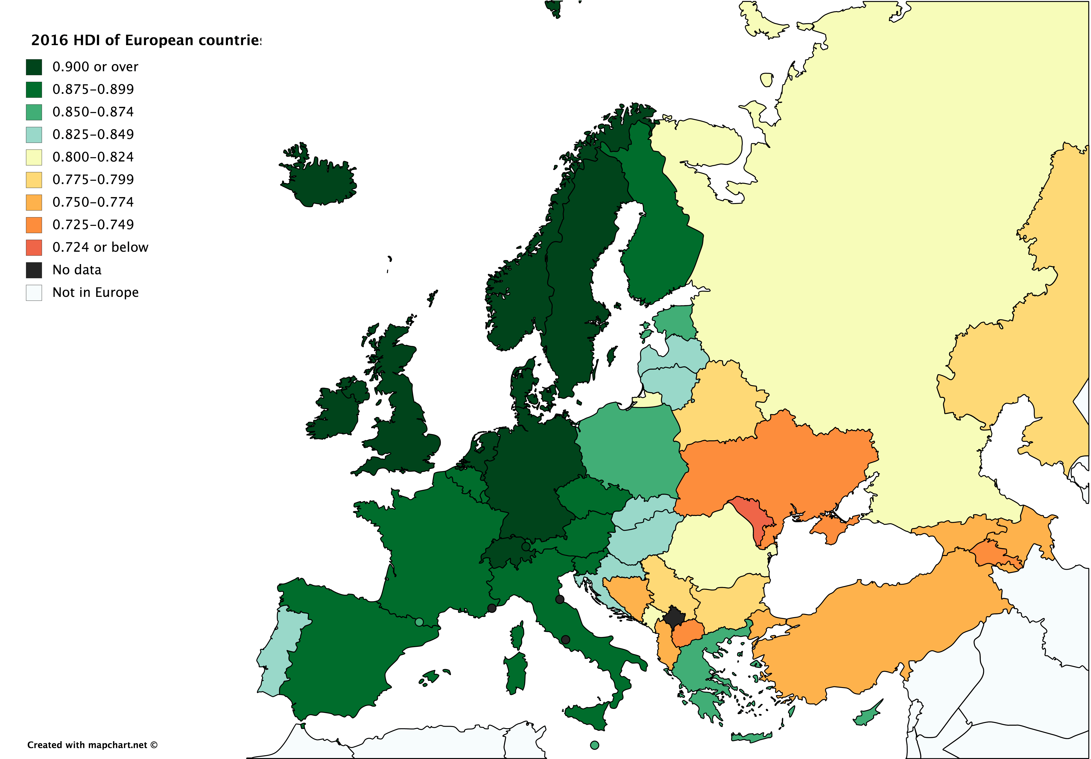 2016 Human Development Index of European Countries, released March 21