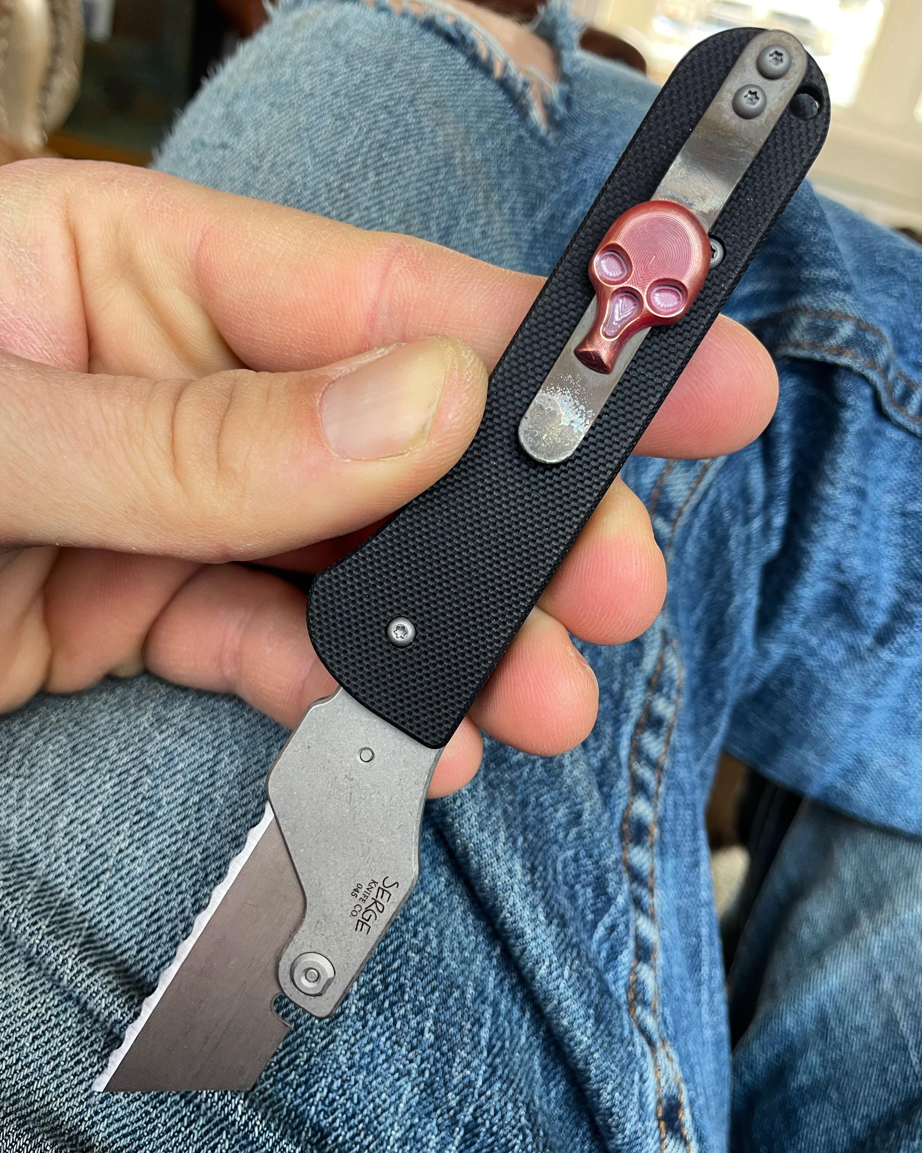 Serge Knife Co. Slipjoint Razor with Skull clip r/knives