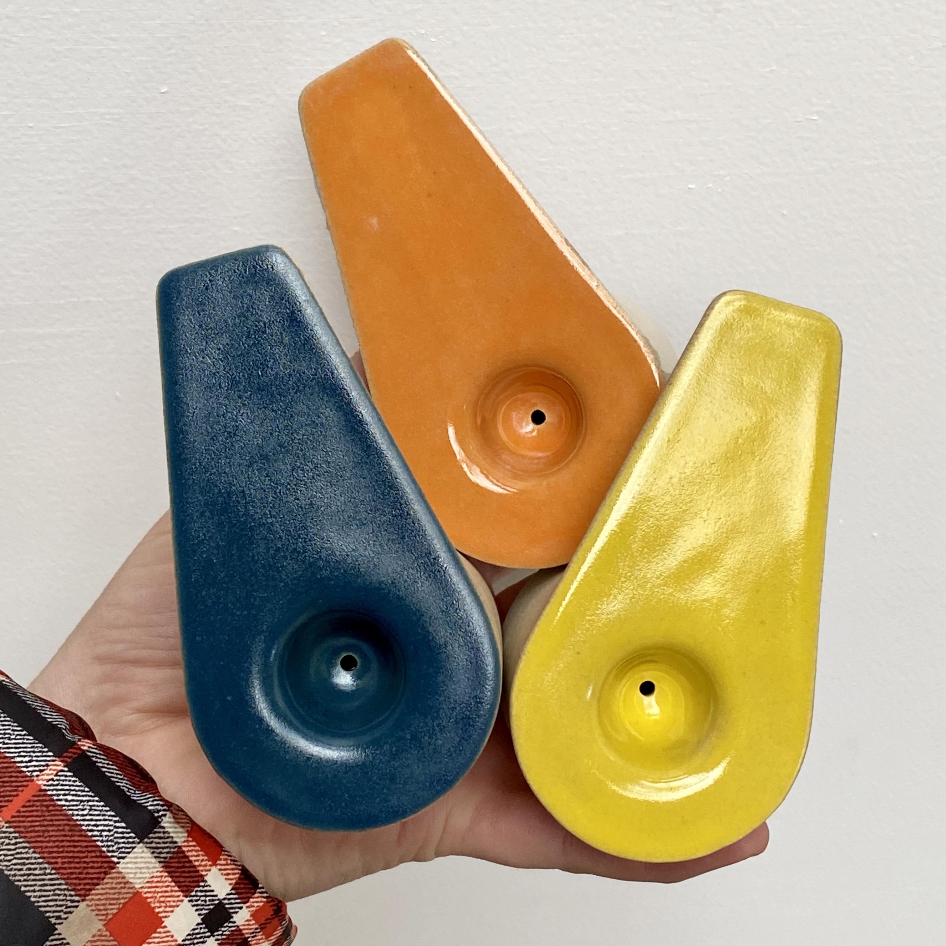 Tested 3 glazes from Coyote Almost Teal, Tiger Lily, and Buttercup r