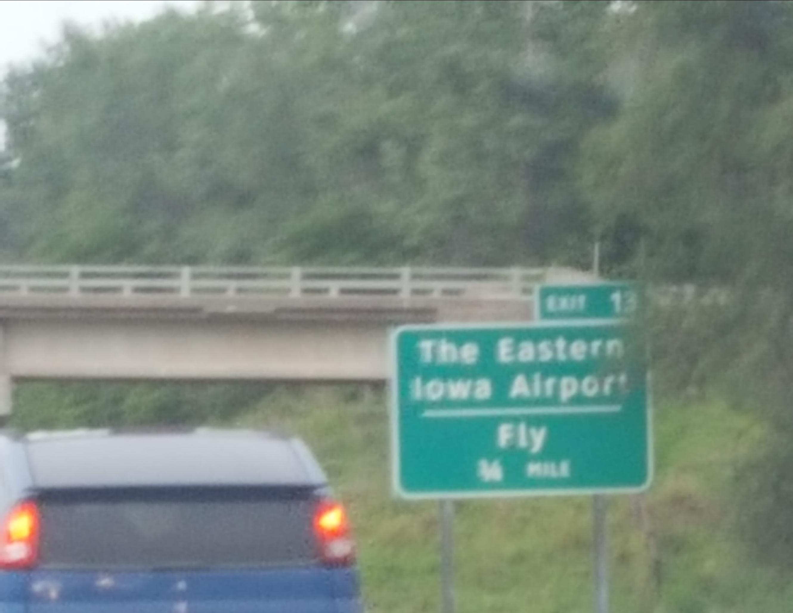 Sorry for the quality. Ely/Airport exit sign on 380 weather worn to say