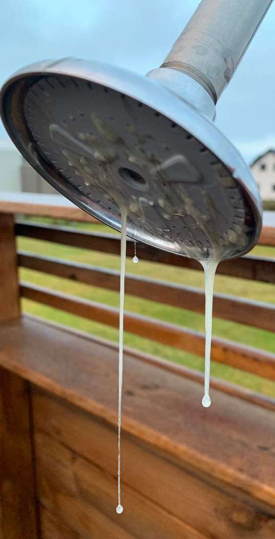 Outdoor shower. This comes out constantly even when the shower runs for
