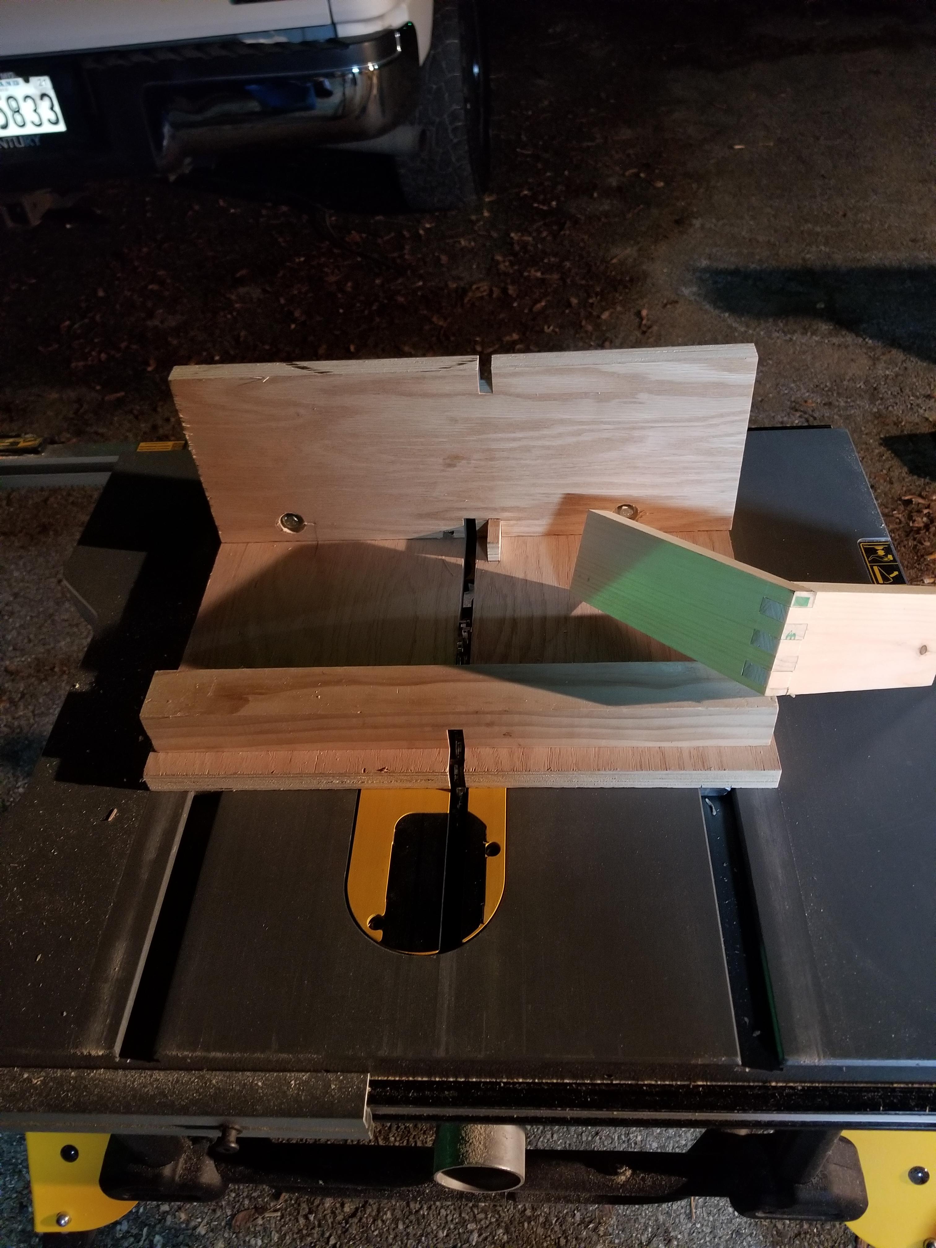Homemade box joint sled. Got it perfect thanks to advice from this