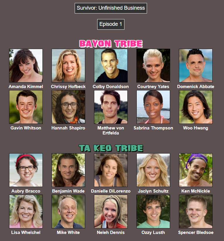 Survivor Unfinished Business (all Runnersup) Dream Cast r/survivor