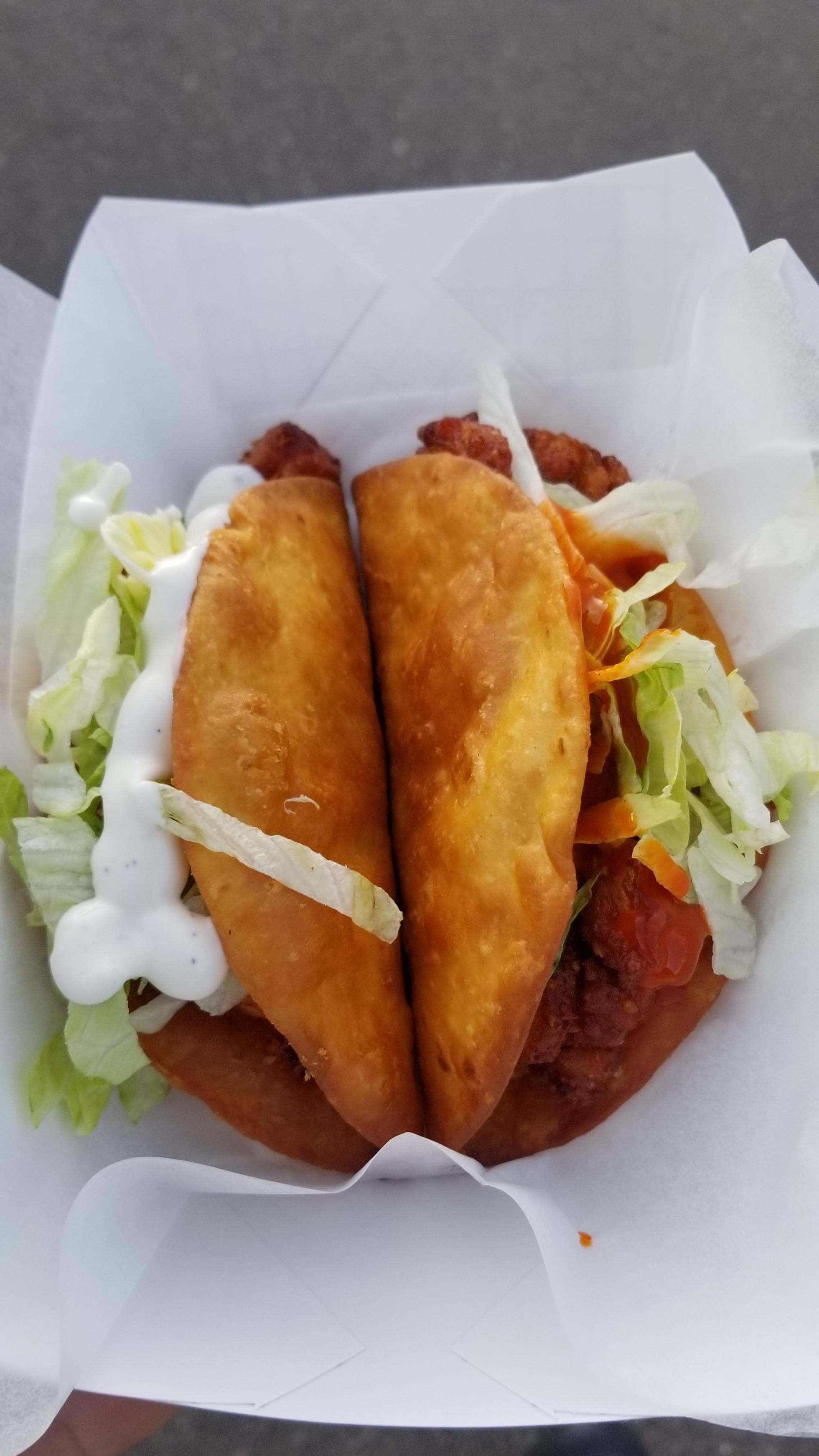 I ate Cheese Curd Tacos. They both have fried shells with fried cheese