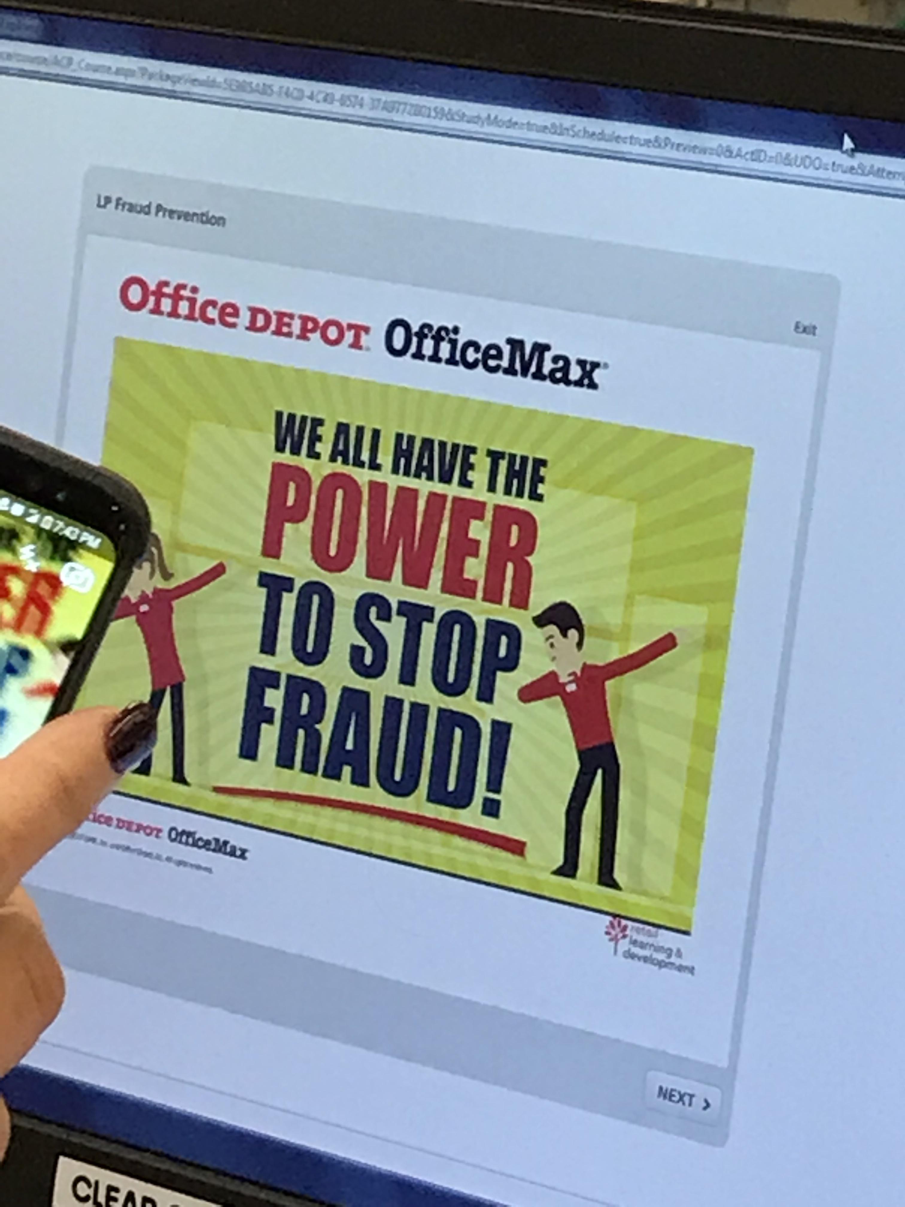 Office Depot employee training wants to DAB the fraud away r/FellowKids