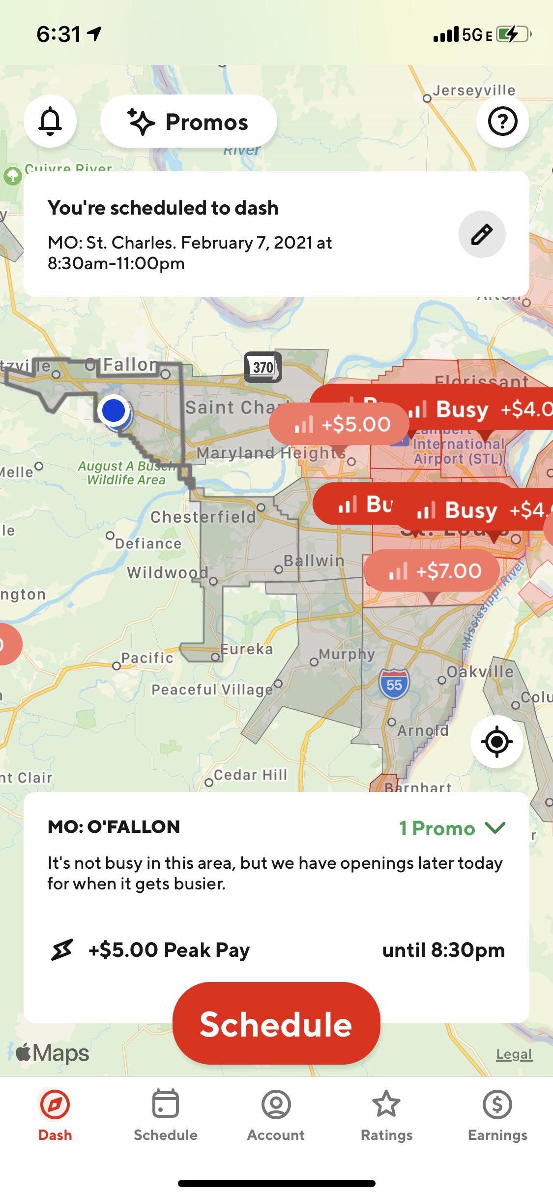 Peak Pay at 7 merked my market. r/doordash