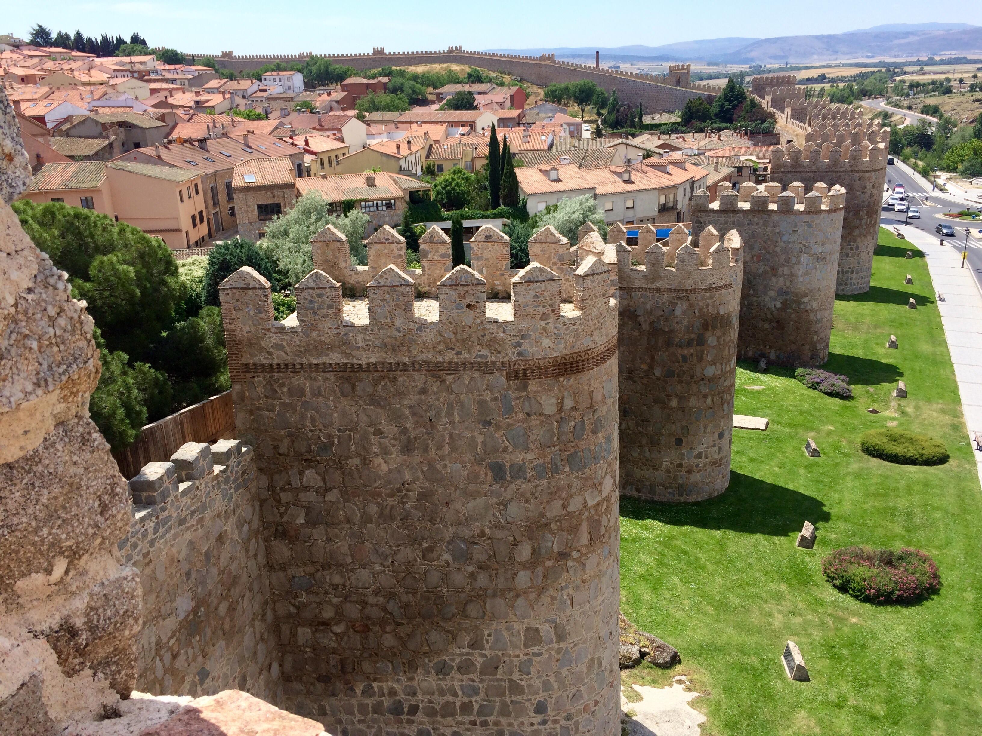 The wall of Ávila in Spain, surrounding all of the Old Town. r/pics