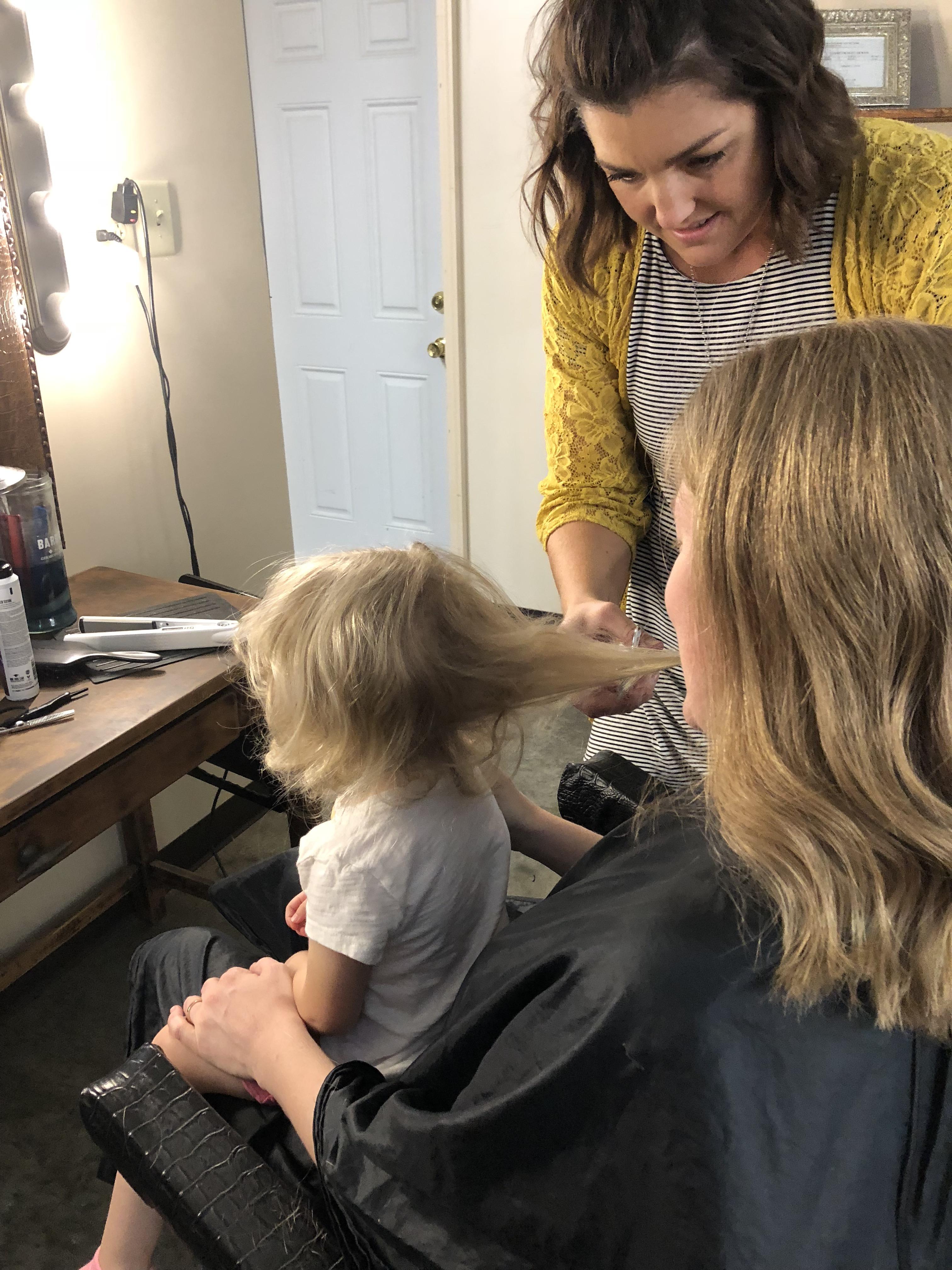 First hair trim for my daughter, friend cutting wife’s hair couldn’t