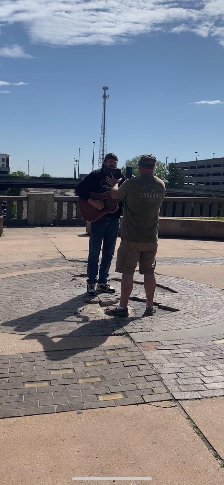 Making an echo recording of Living on Tulsa Time at the Center of the