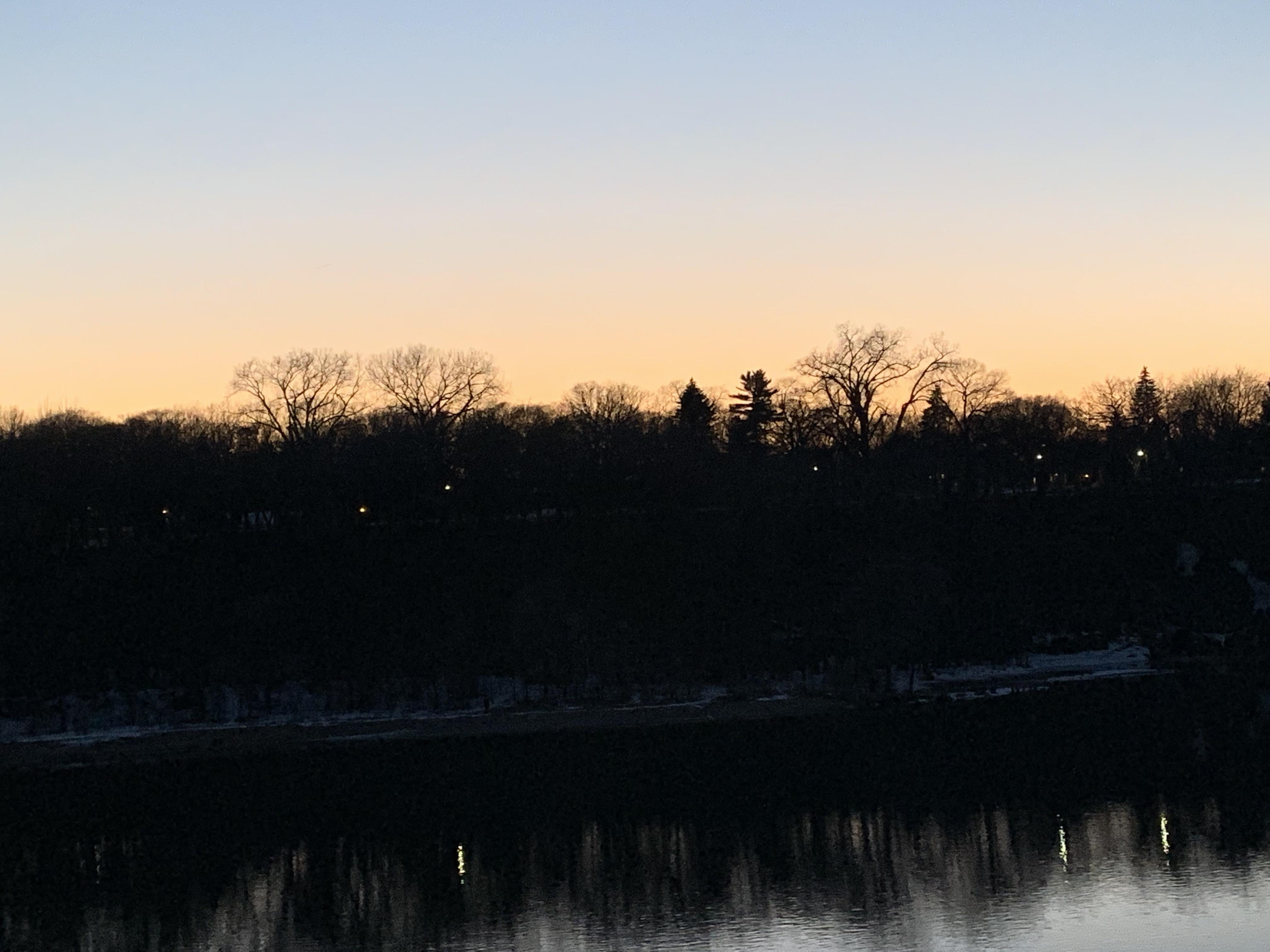 Sunset over the Mississippi River in St. Paul. (From cliffs near the