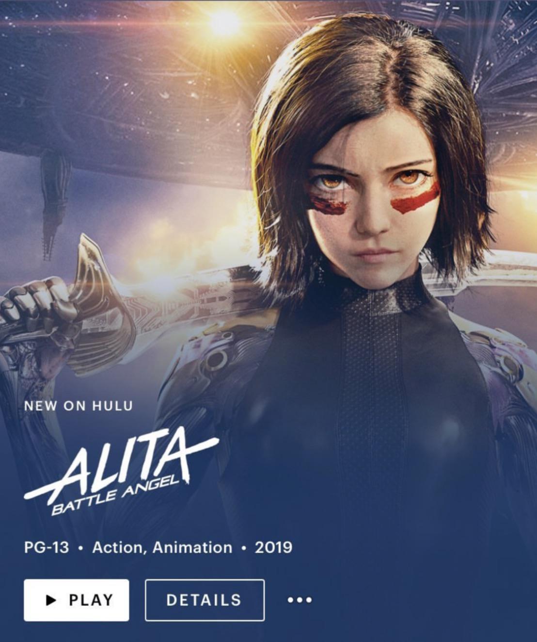 Alita is now (finally) available on HULU without requiring FX. r