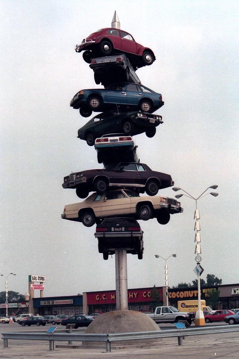 The Car Kabob also known as "The Spindle", a famous sculpture once