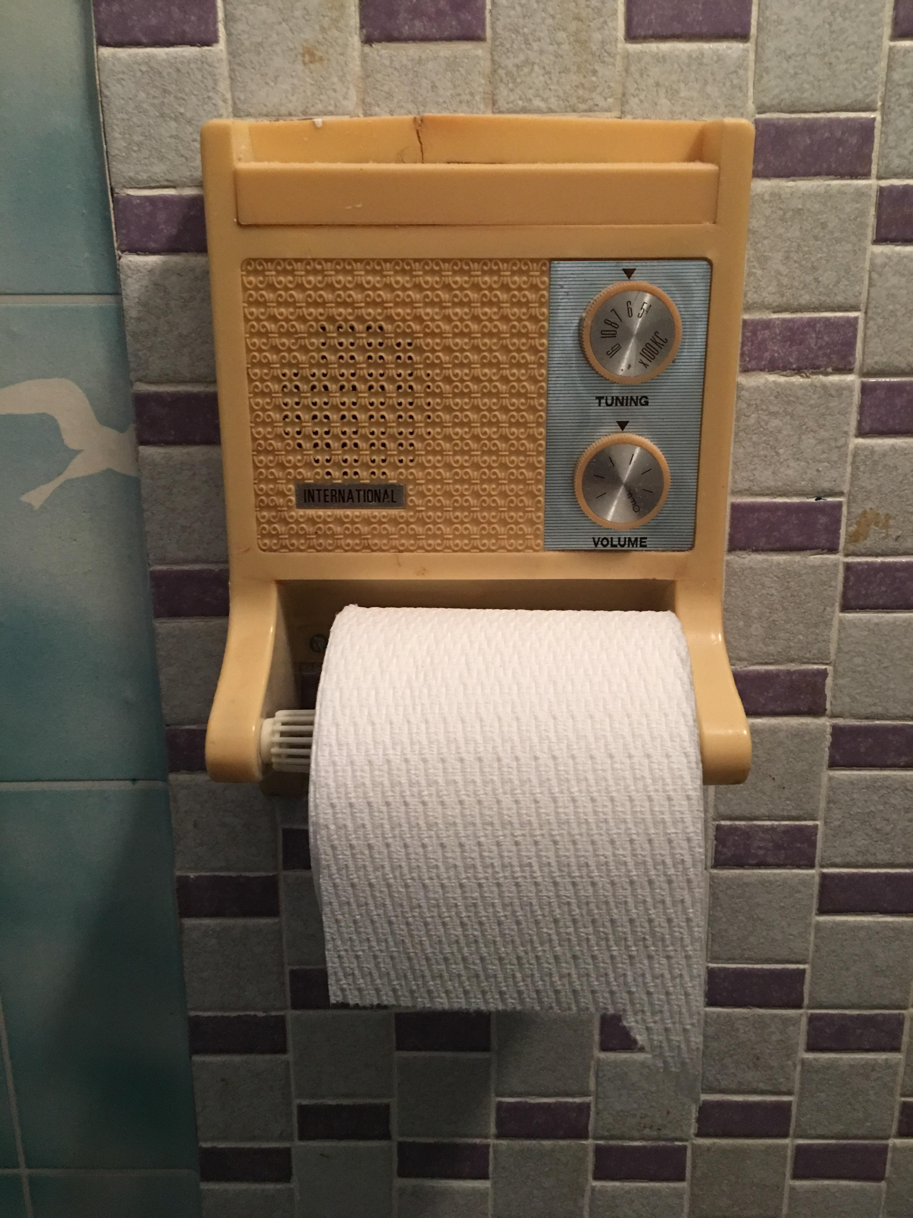 At an inspection of a house for sale I saw this toilet roll radio. r
