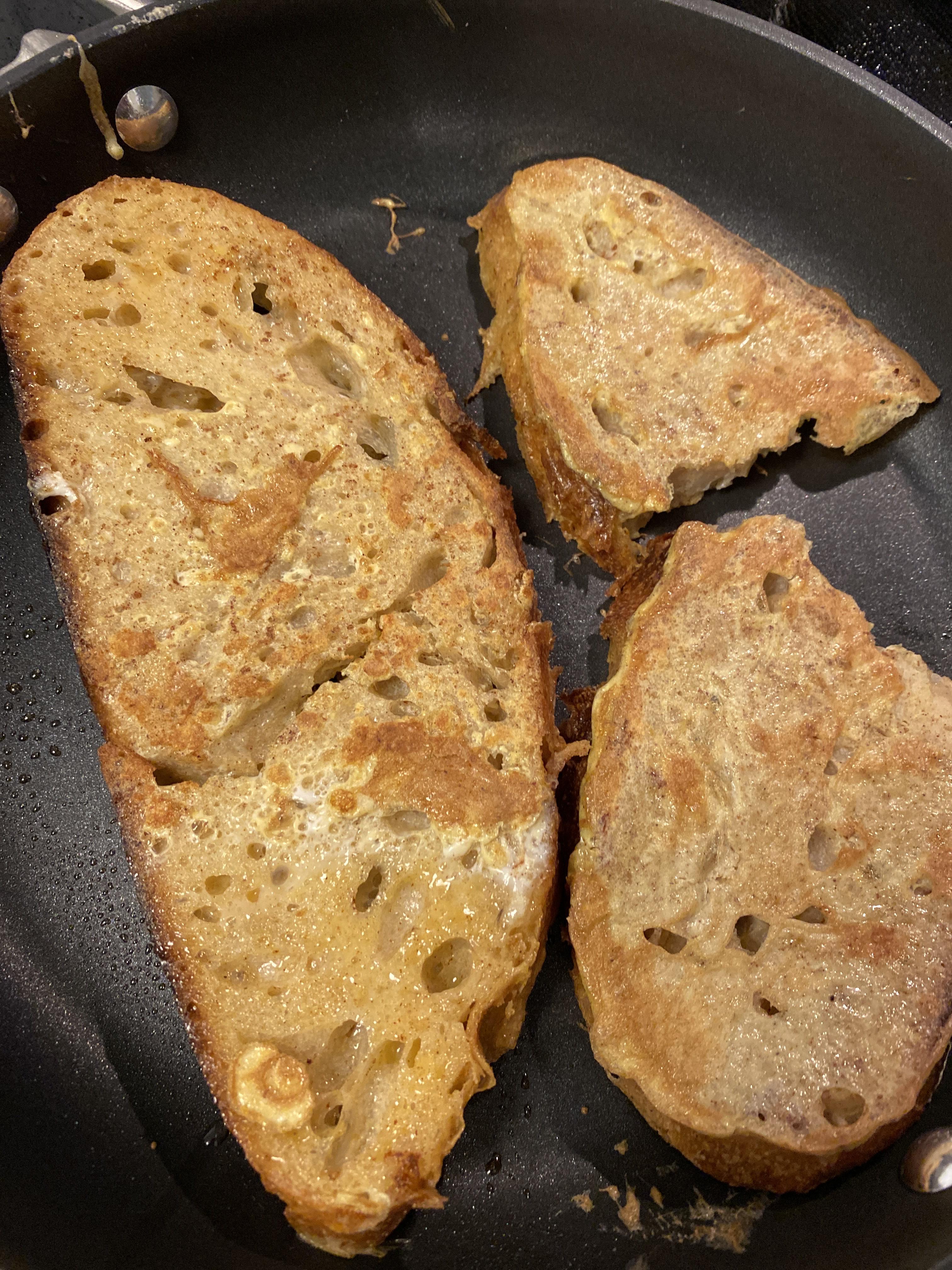 Using your own homemade sourdough for French toast is bout as good as