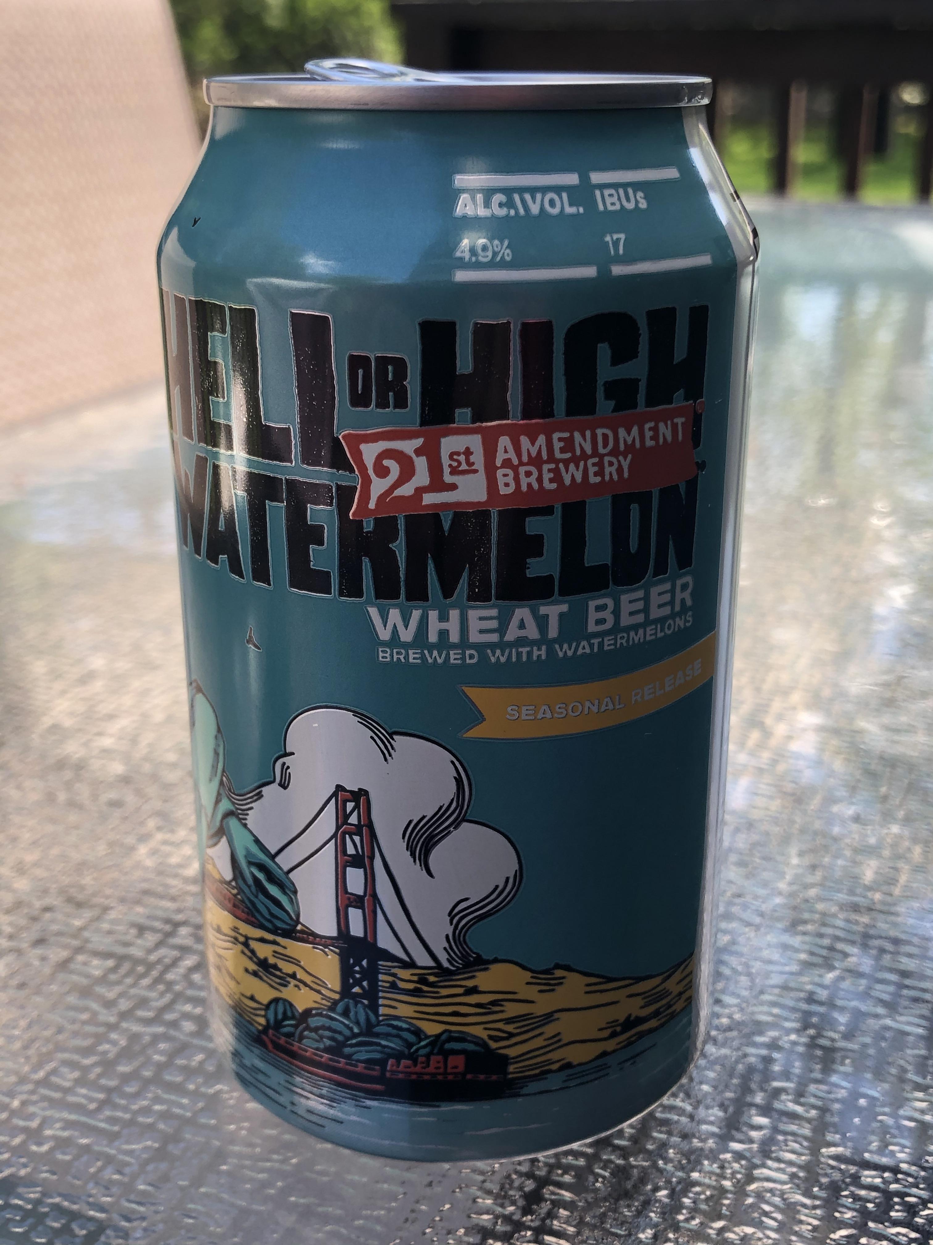 21st Amendment Brewery Hell or High Watermelon Wheat Beer Brewed with