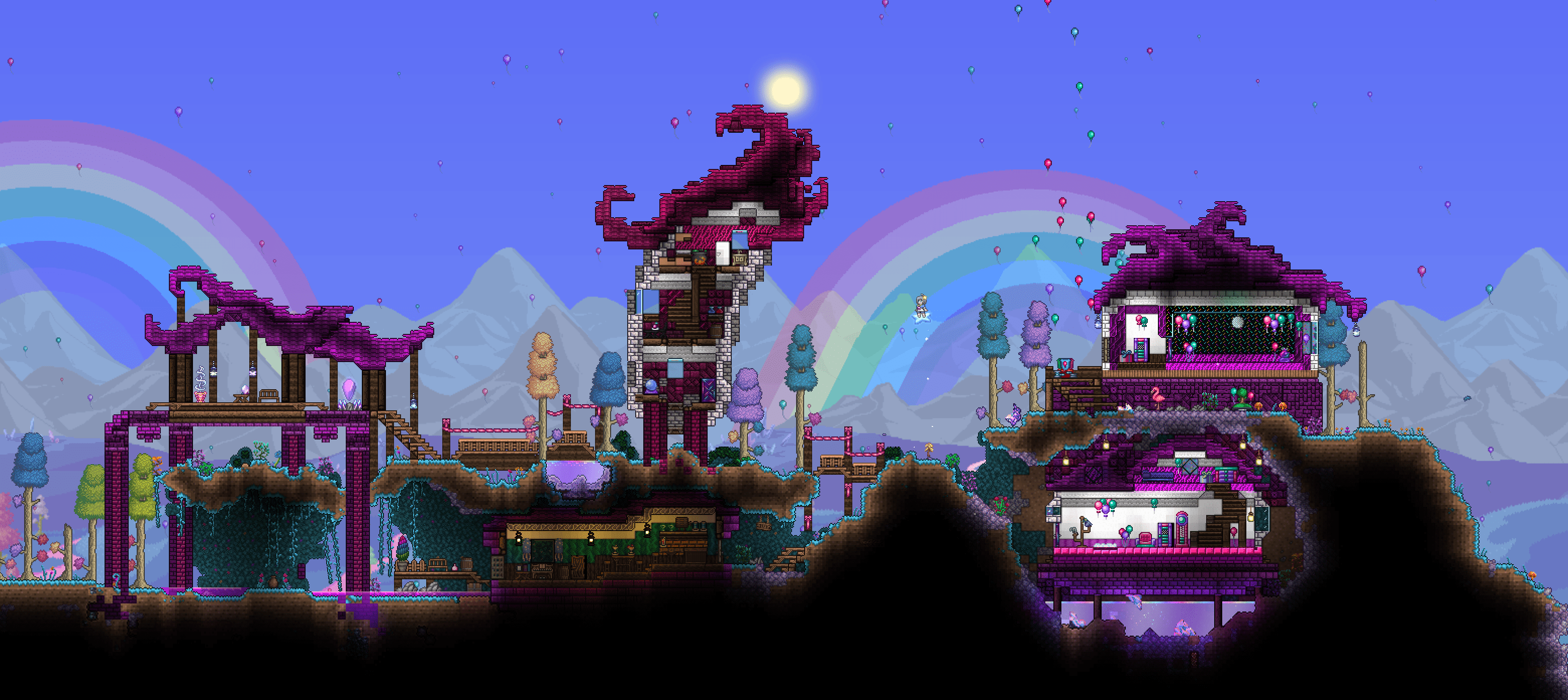 My Hallow Pylon (*¯︶¯*) I'm trying to get better at giving buildings more shape.. r/TerrariaDesign