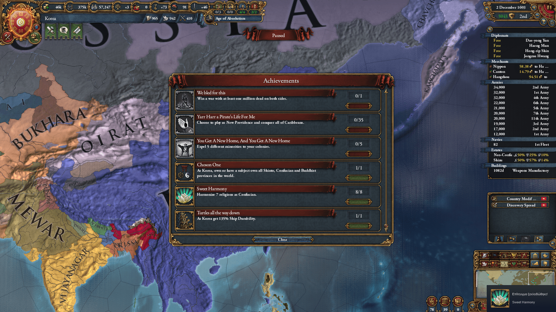 Achievements on korea walkthrough r/eu4