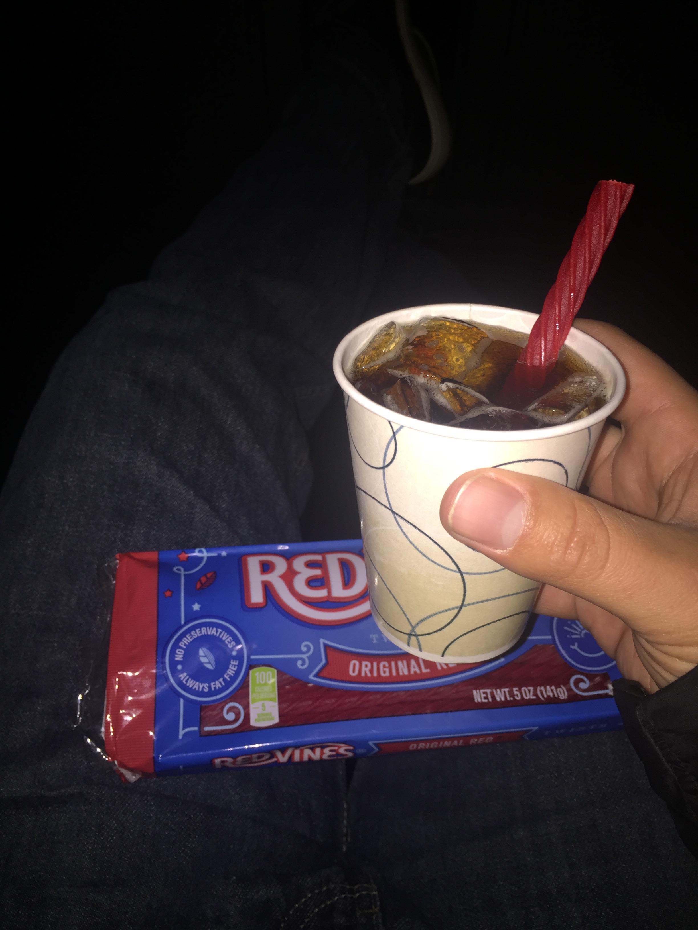 Woodford reserve and Coke. Movie theater cocktail. cocktails