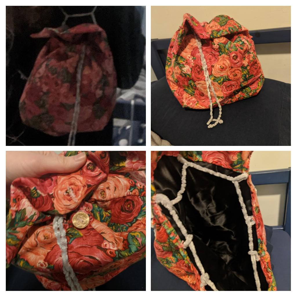 Mini backpack purse with a diy penny button and satin lining! For my friends'Valentine's gift