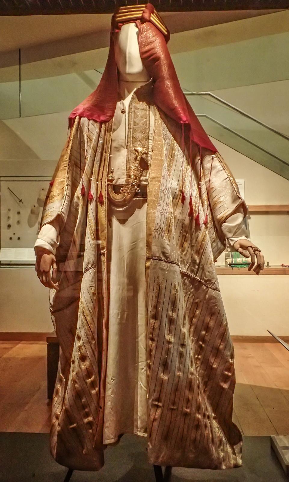 The Arabe robe worn by Lawrence of Arabia. White silk and golden